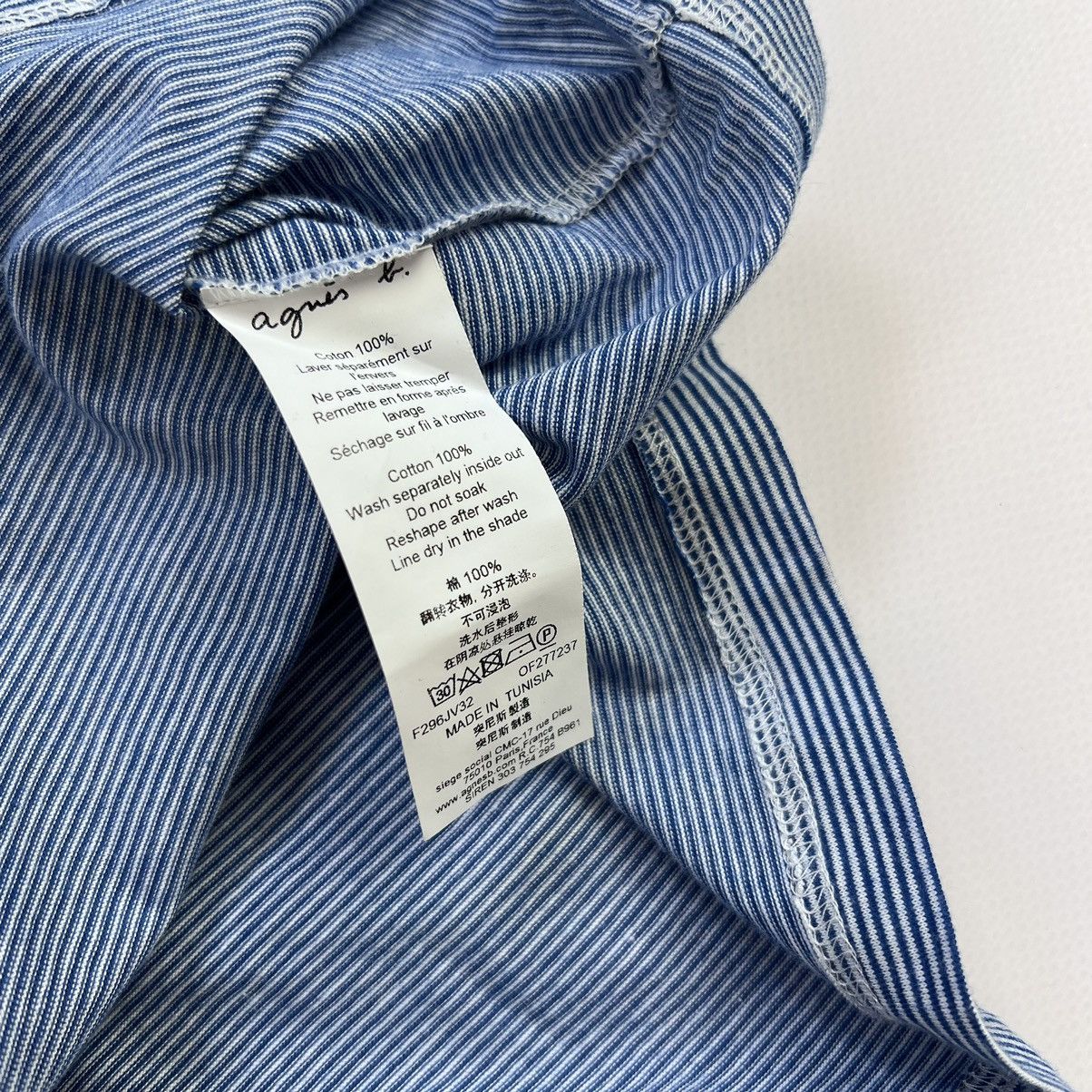Designer × agnes b. Agnes B. Homme Paris blue white stripped shirt Size US M / EU 48-50 / 2 - 4 Thumbnail