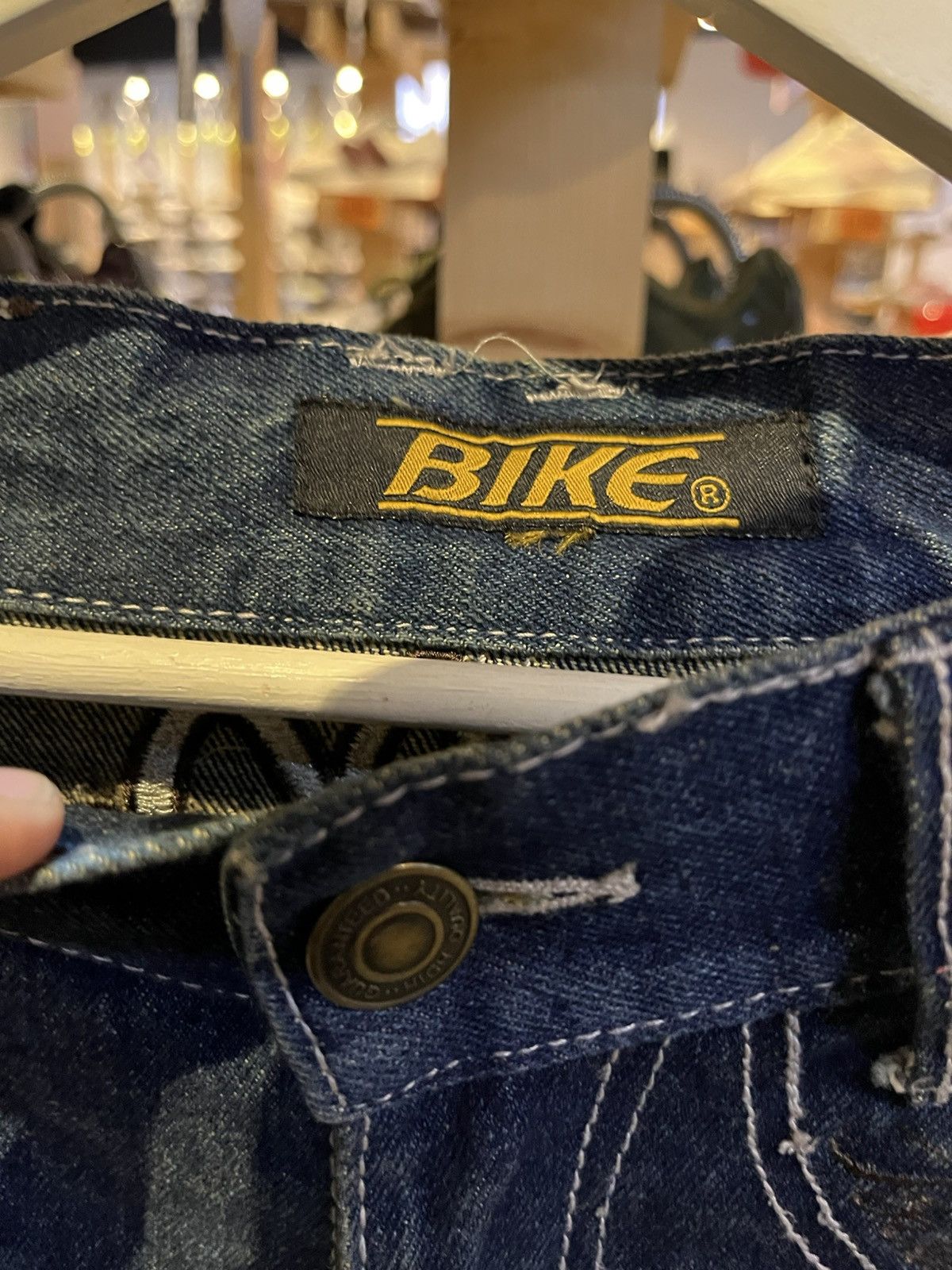 Jean × Vintage Bike Jeans Patchwork Skull Embroidered Size US 28 / EU 44 - 6 Thumbnail