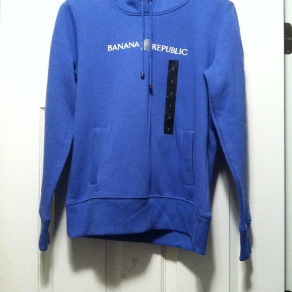 Banana Republic BANANA REPUBLIC MEN'S NEW BLUE COTTON BLEND HOODIE SIZE: S Size US S / EU 44-46 / 1 - 2 Thumbnail