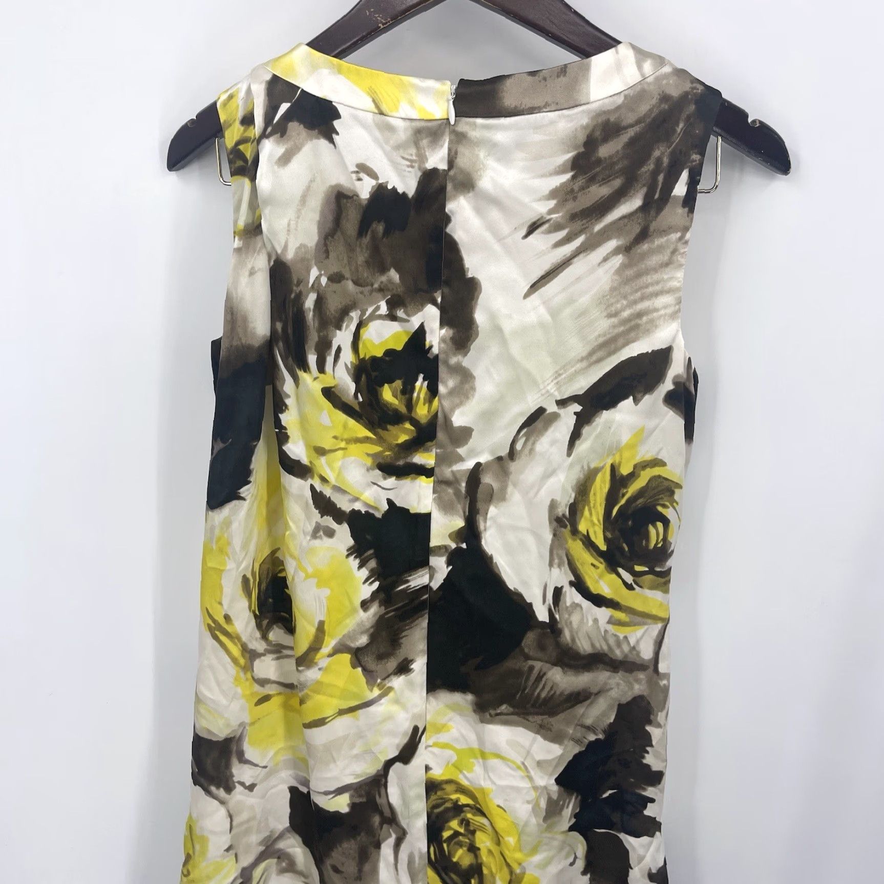 Vintage Rickie Freeman Teri Jon Dress Womens 4 Silk Yellow Bubble Mini Sundress Boat Neck Sleeveless Zip Floral 90s Theme Womens Size S / US 4 / IT 40 - 4 Thumbnail