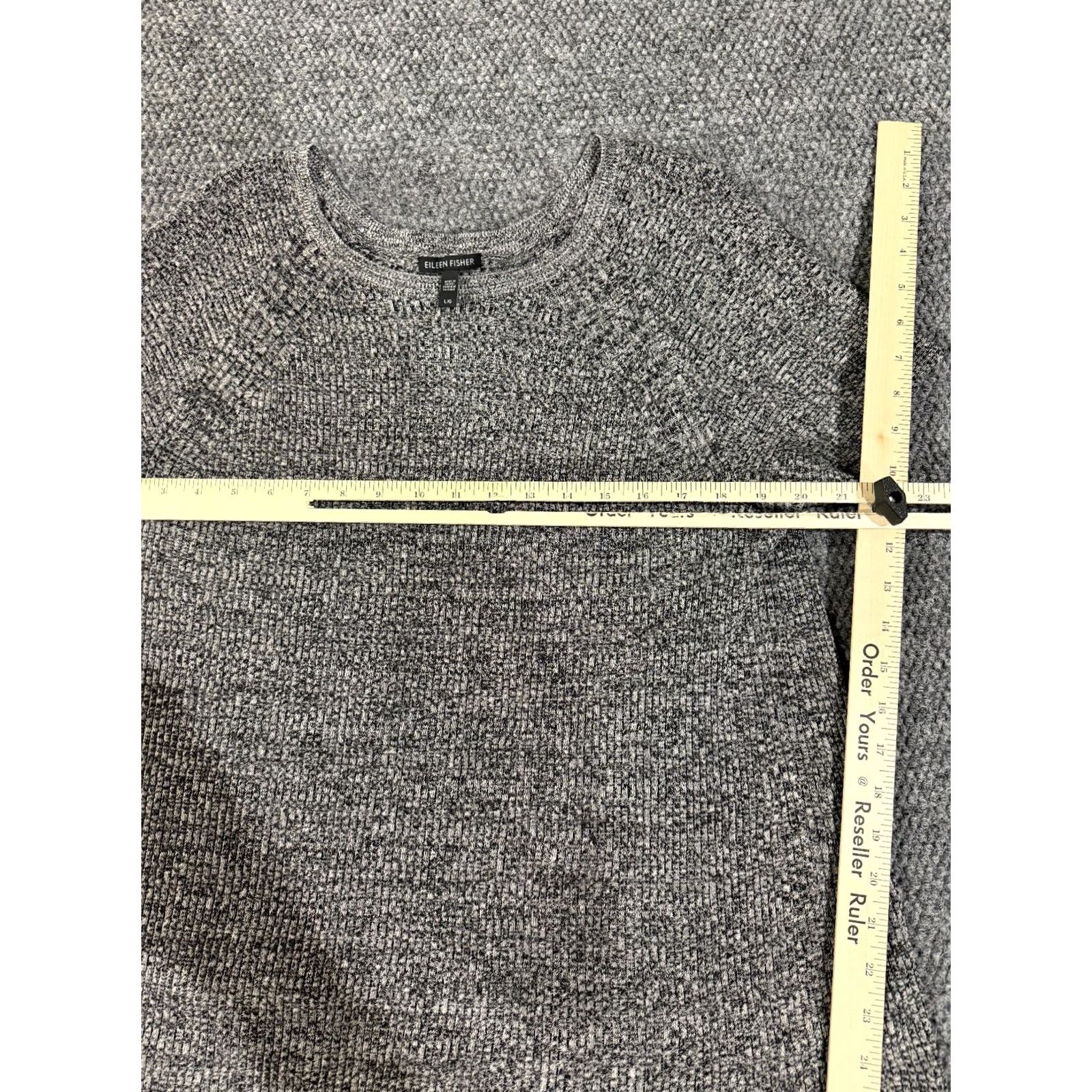 Eileen Fisher Eileen Fisher Knit Sweater Womens L Gray Marled Short Sleeve Pullover Casual Classic Knit Hemp Nylon Breathing Lightweight Size L / US 10 / IT 46 - 4 Thumbnail