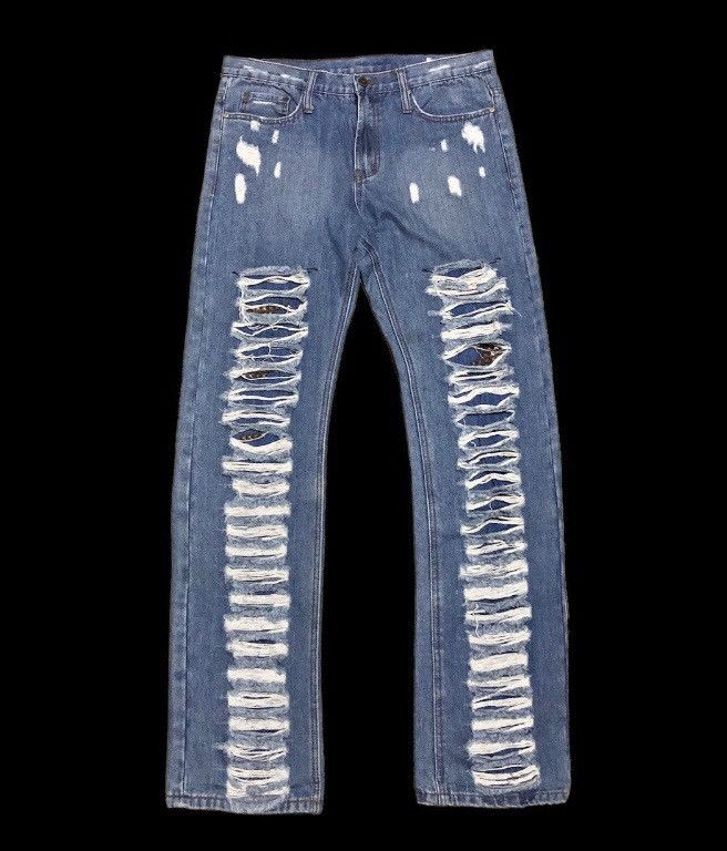 Japanese Brand RIPPED⚡️⚡️STUDDED PLAY ME DISTRESSED DENIM Size US 34 / EU 50 - 1 Thumbnail