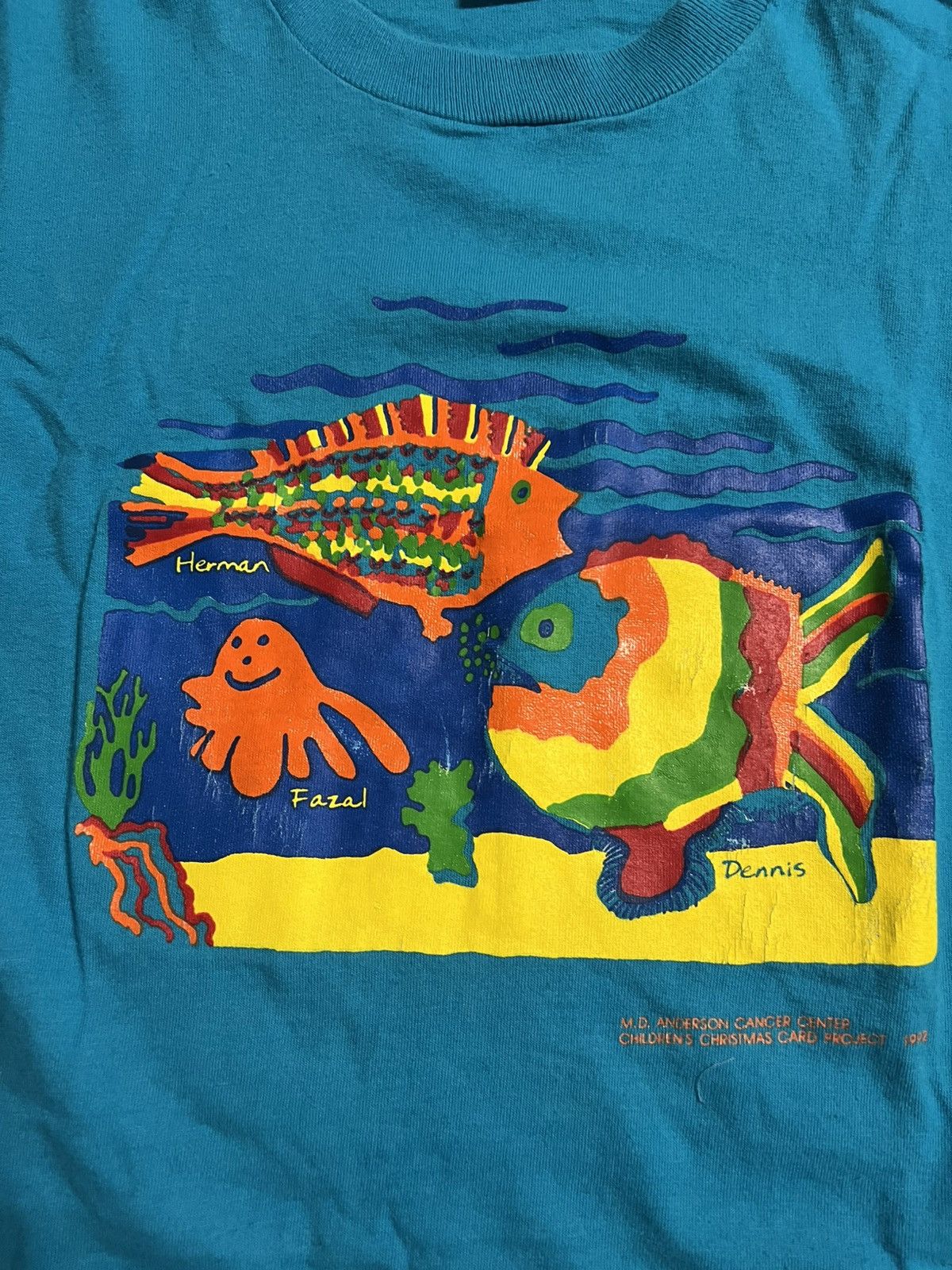 Fruit Of The Loom × Vintage Vintage 90s Single Stitch Fish Cancer Center Graphic Tee Size US XL / EU 56 / 4 - 2 Thumbnail