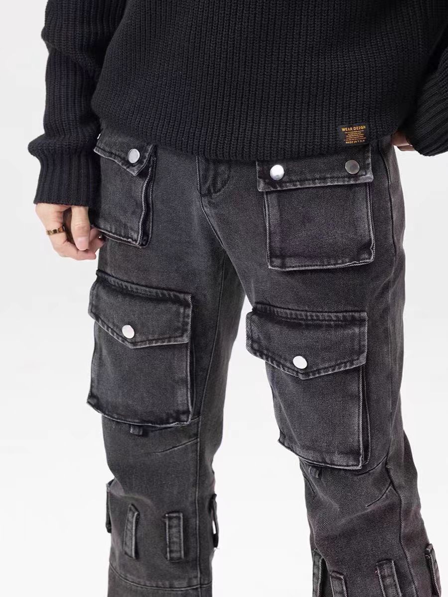 Jean Black Multi-Pocket Workwear Jeans Size US 30 / EU 46 - 3 Thumbnail