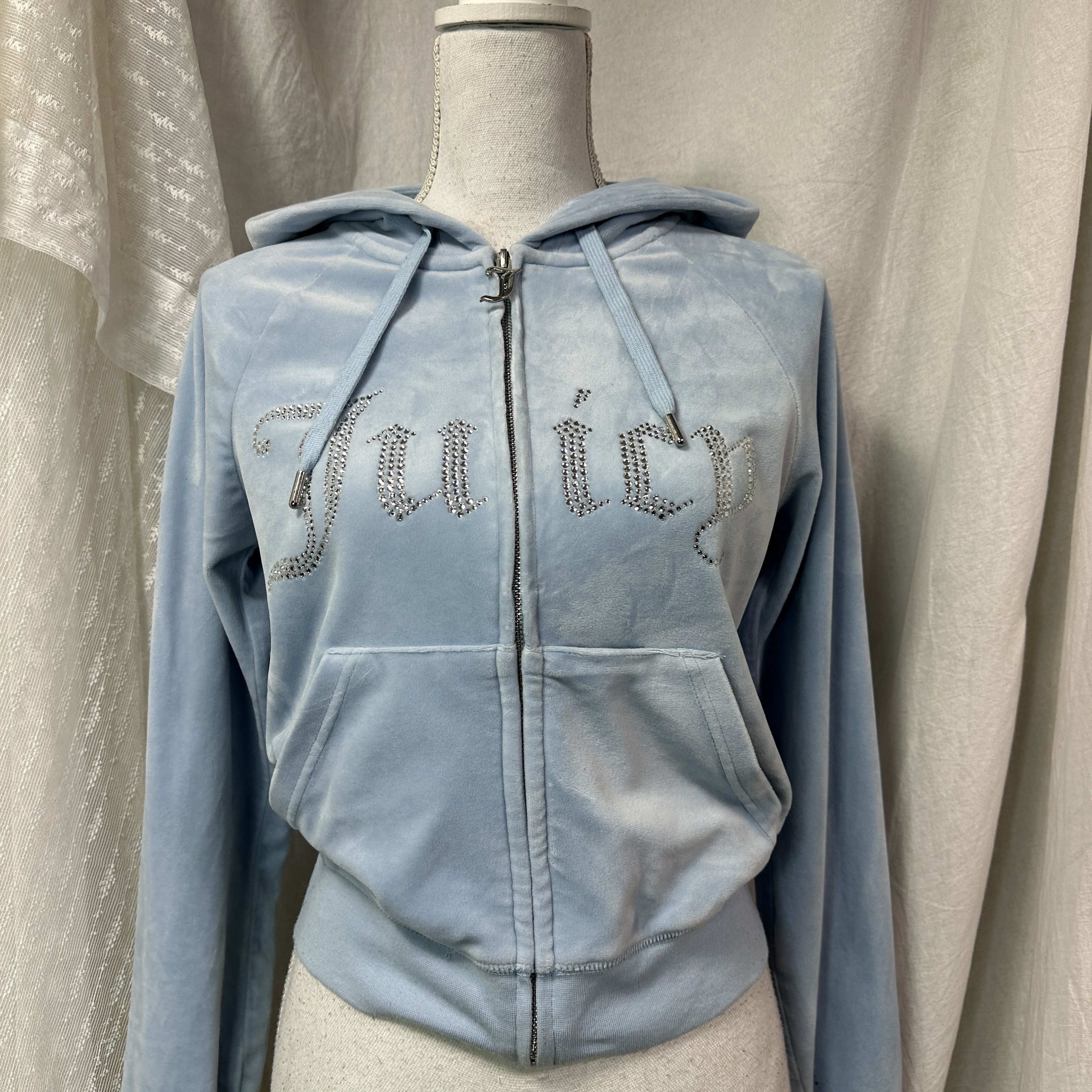 Juicy Couture Vintage Velvet Baby Blue Juicy Couture Zip Hoodie Y2K Size S / US 4 / IT 40 - 8 Thumbnail
