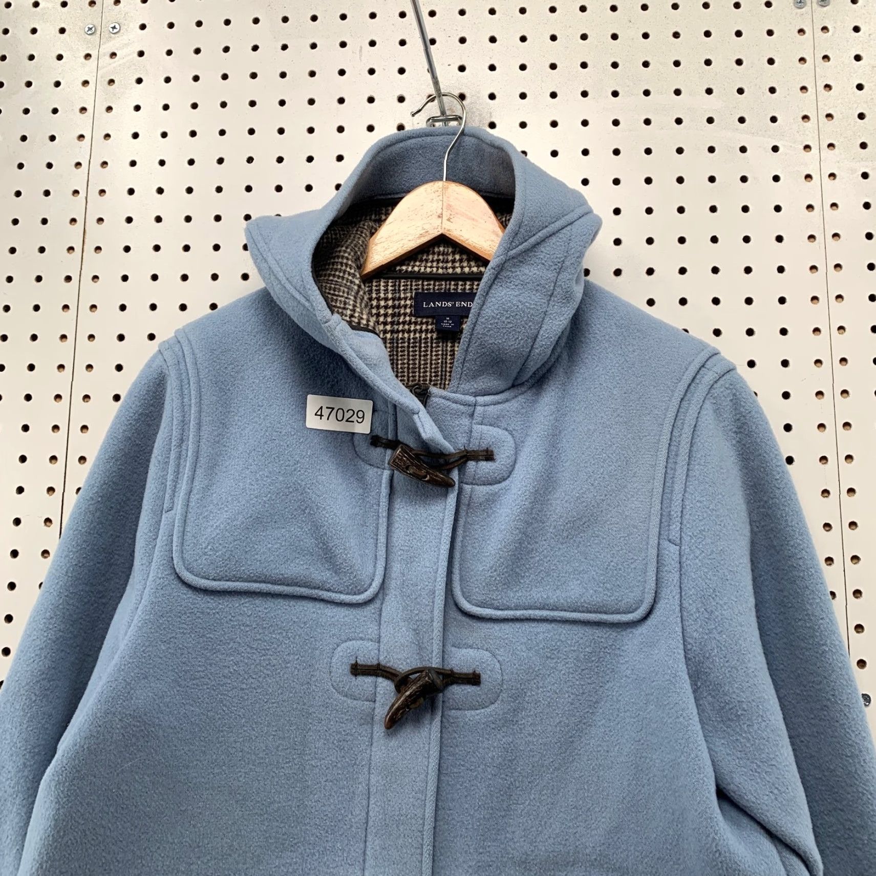 Lands' End Lands' End Wool Duffle Toggle Coat Womens Medium Sky Blue Hooded Coat Size M / US 6-8 / IT 42-44 - 7 Thumbnail