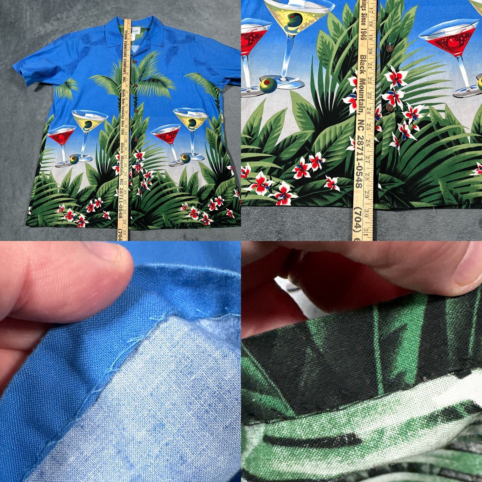Vintage Vintage Hawaiian Shirt Mens Large Blue Floral Martini Cosmopolitan Single Stitch Size US XXL / EU 58 / 5 - 8 Thumbnail