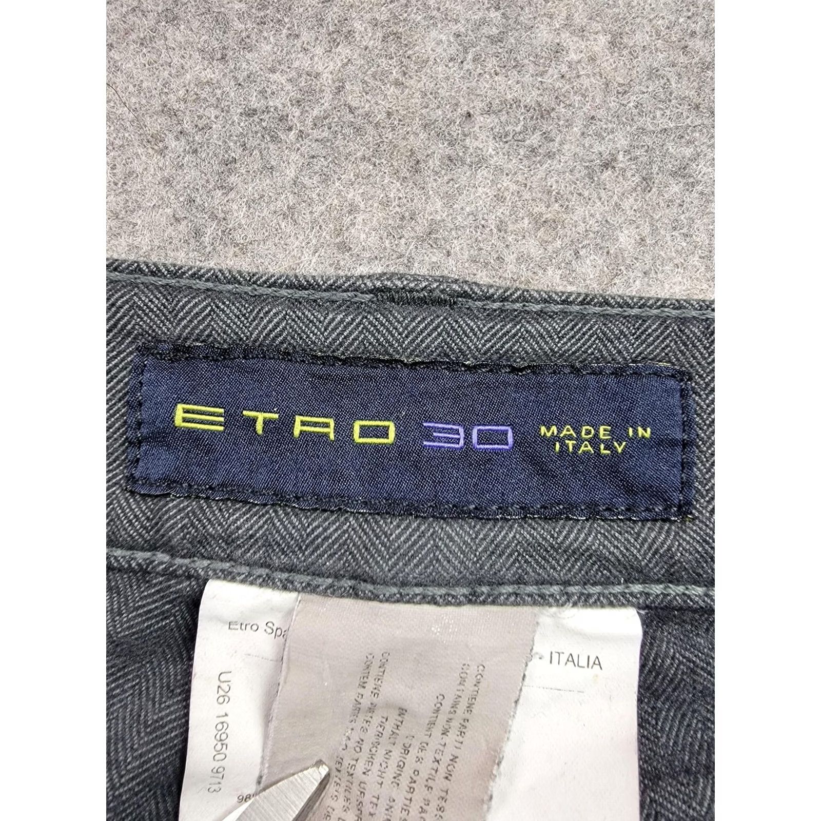 Etro ETRO Jeans Mens 30 Gray Regular Denim Herringbone Twill Stretch Zip Fly Five-Pocket Made in Italy Regular Fit Mens Fashionwear Size US 30 / EU 46 - 6 Thumbnail