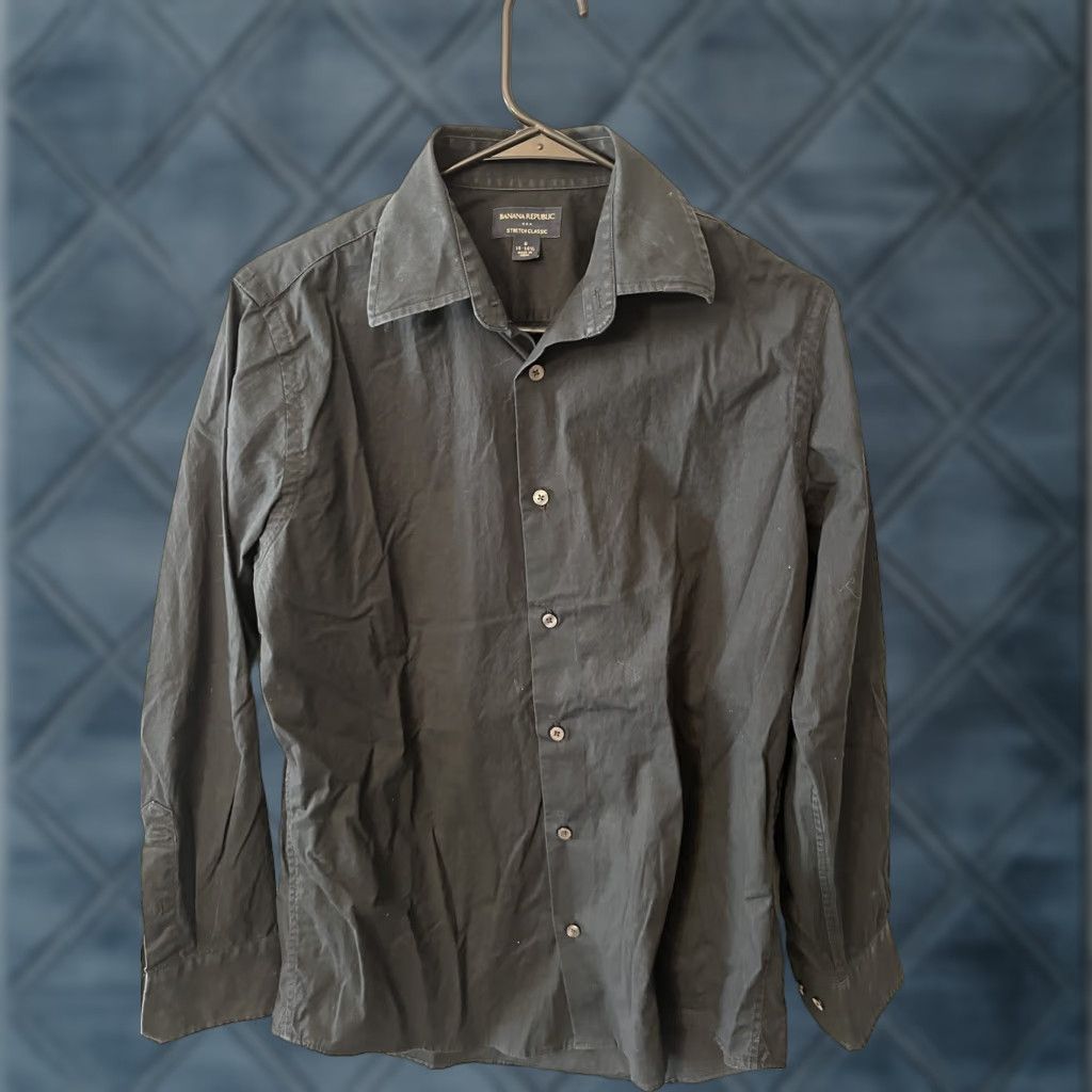 Banana Republic Banana Republic Shirt Mens Black Stretch Classic Fit Button Up Solid Small Y2K Slm Regular Button-Down Collared Long Sleeve Size US S / EU 44-46 / 1 - 1 Thumbnail