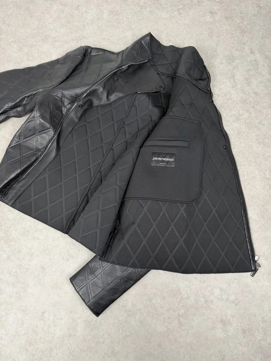 Emporio Armani AW2013 Emporio Armani Black Asymmetrical Losange Leather Jacket Size US S / EU 44-46 / 1 - 13 Thumbnail