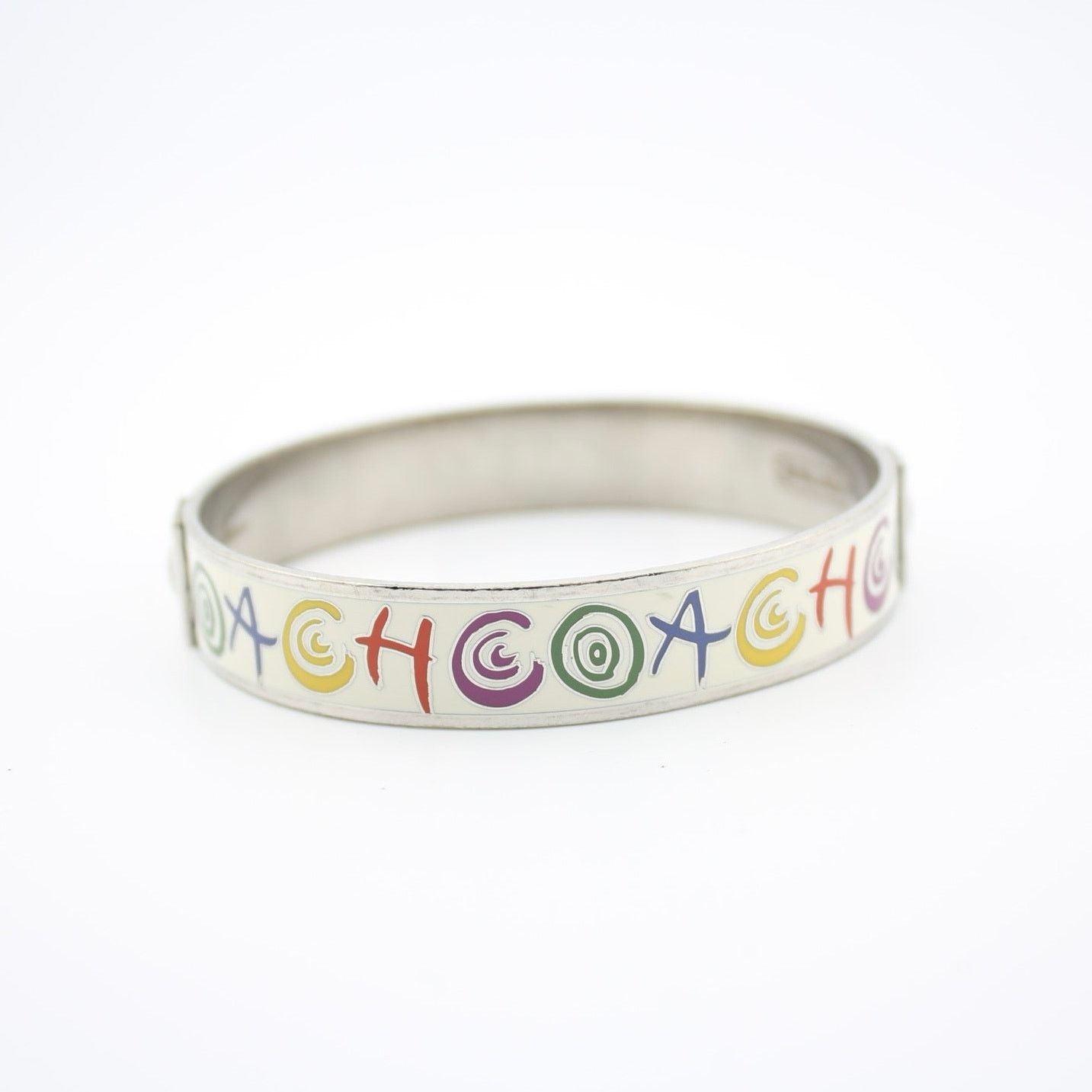 Coach Coach Multicolor Signature Enamel Bangle Bracelet SilverTone Size ONE SIZE - 4 Thumbnail