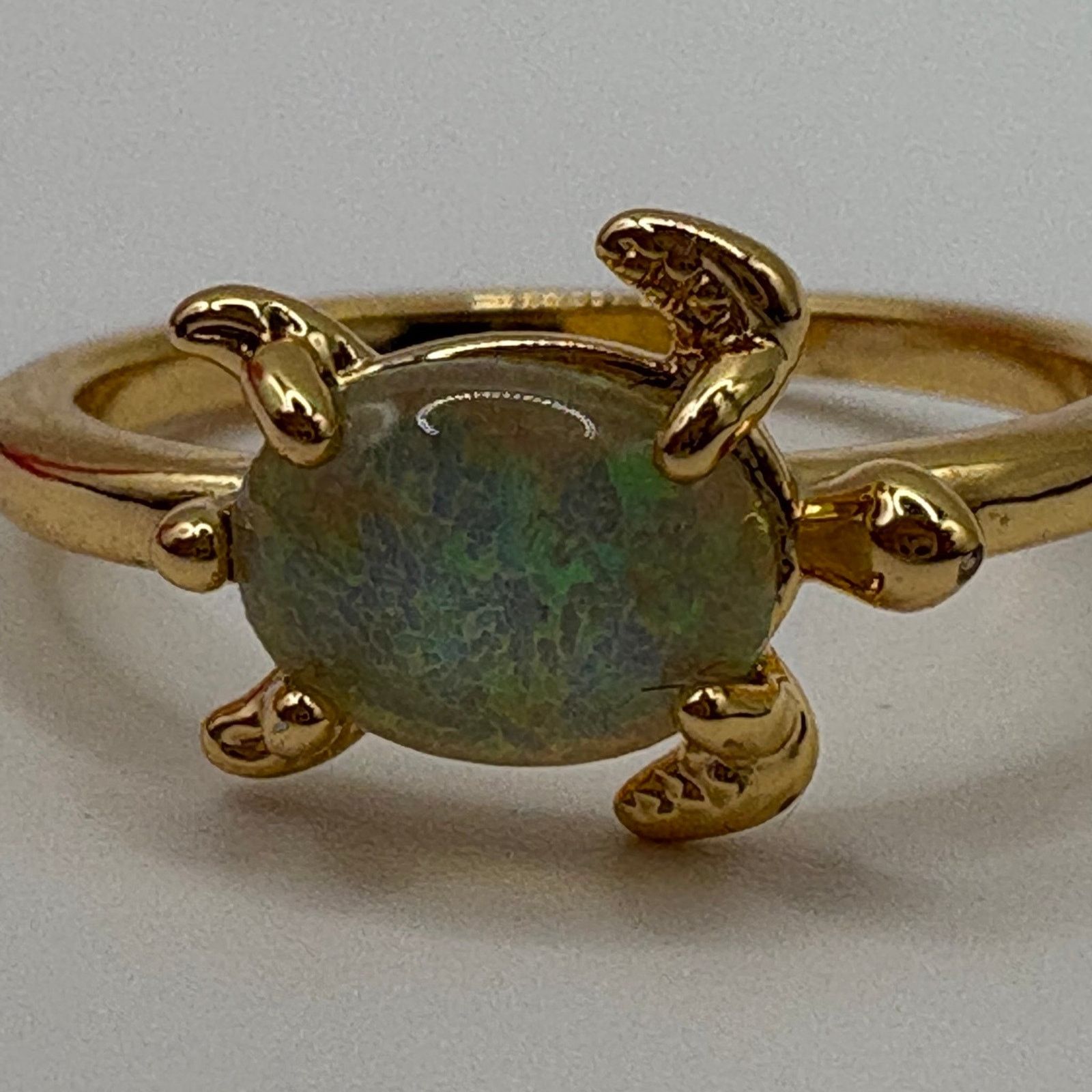 Other Gold Plated Sea Turtle Synthetic Opal Ring - Size 7 Nautical Size ONE SIZE - 1 Thumbnail