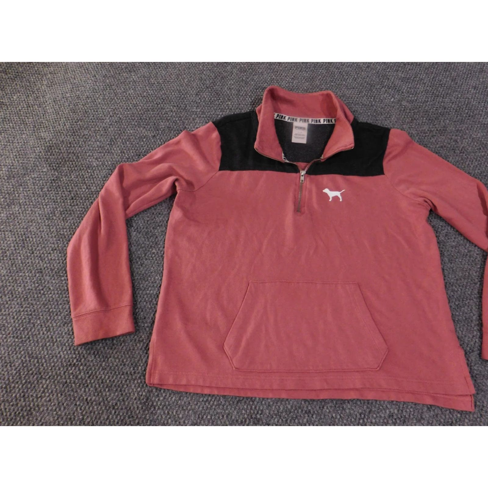 Pinko PINK Victoria's Secret Pullover Sweatshirt Womens Large Quarter Zip Dog Logo Size L / US 10 / IT 46 - 3 Thumbnail