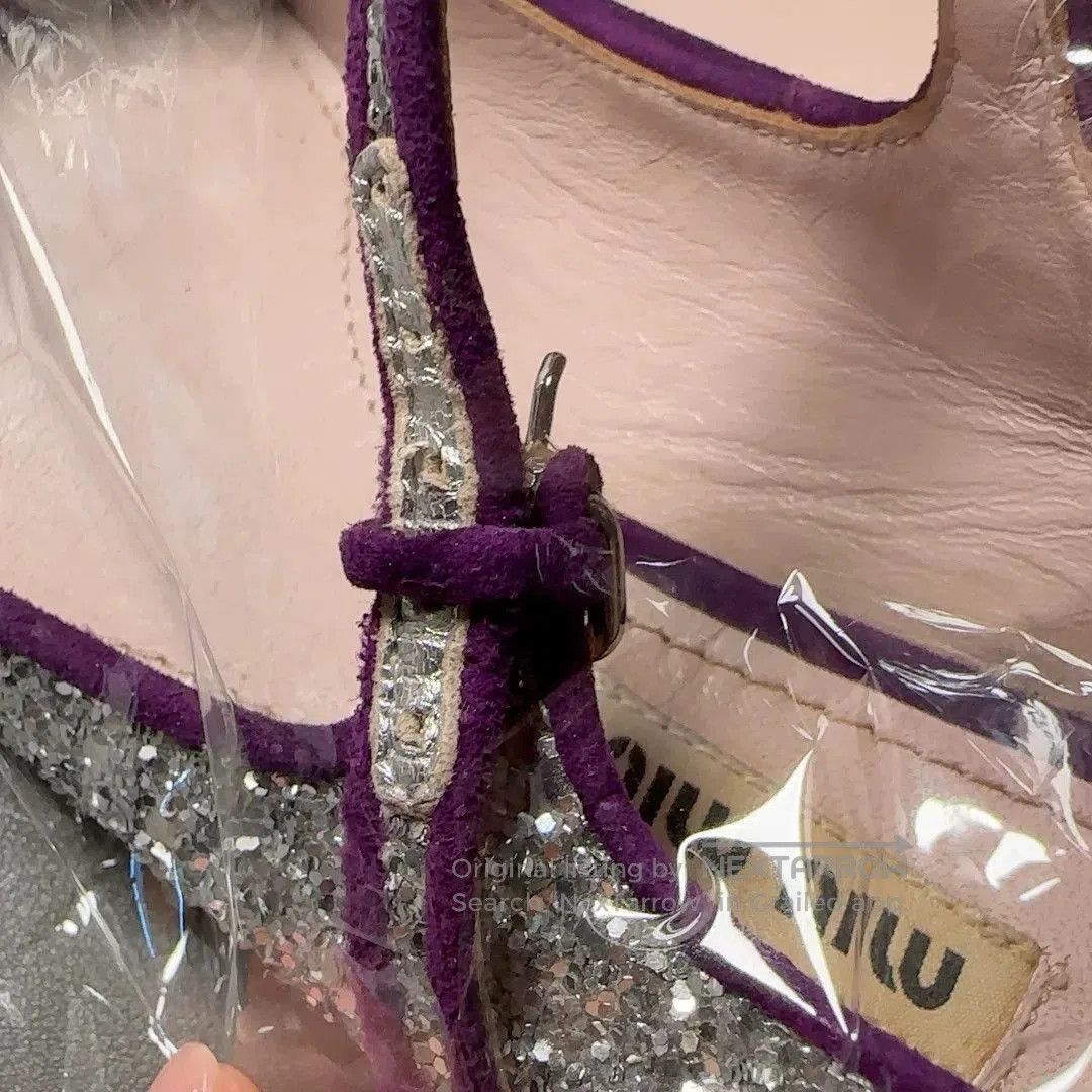 Japanese Brand Miu Miu Vintage Glitter Mary Jane Heels. Size US 5 / IT 35 - 3 Thumbnail