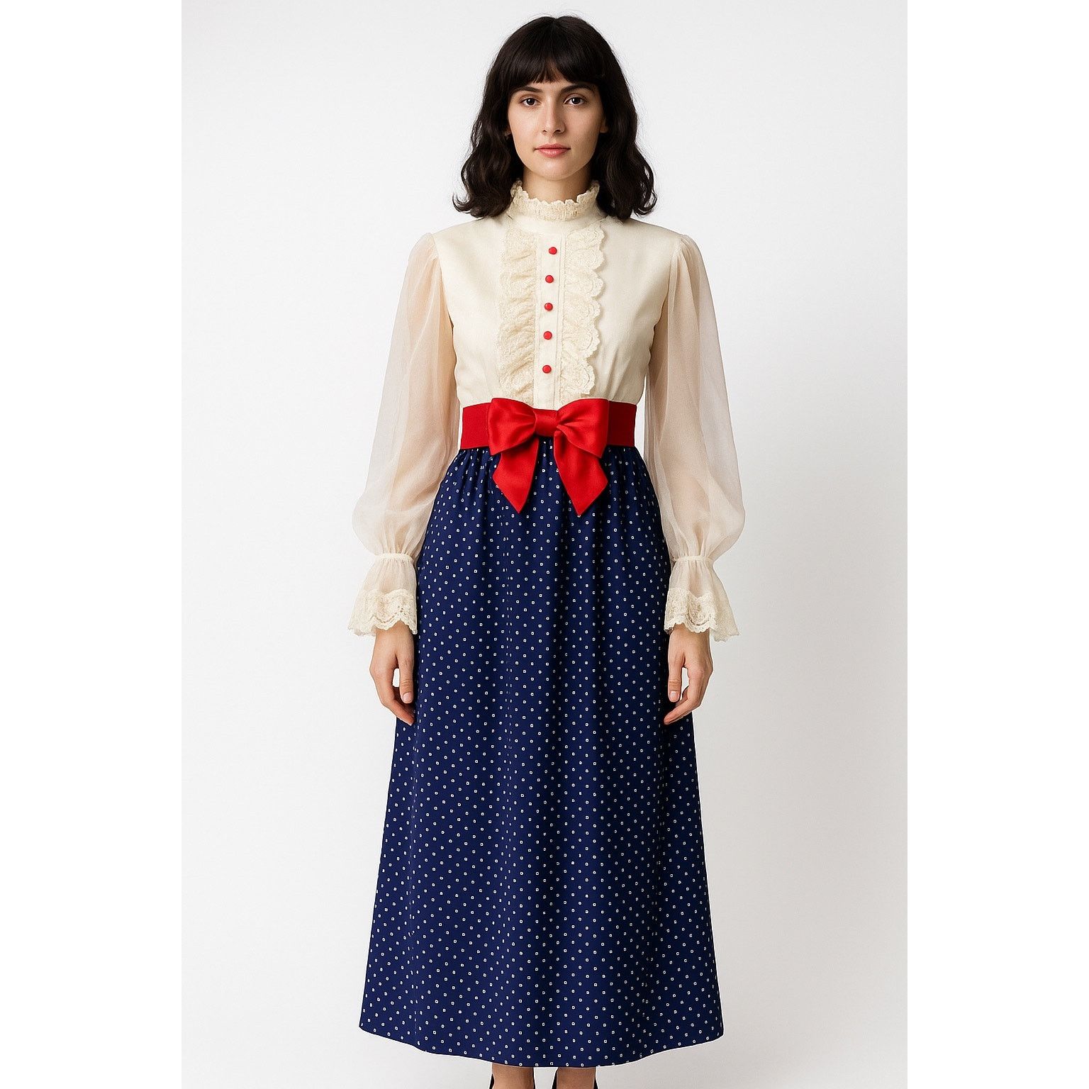 Vintage 1900s Vtg Edwardian Style Mary Poppins Dress small- medium Size S / US 4 / IT 40 - 18 Thumbnail