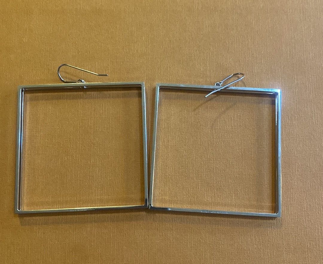 Saint Laurent Paris Saint Laurent Double Square Hoop Earrings in Metal Size ONE SIZE - 2 Thumbnail