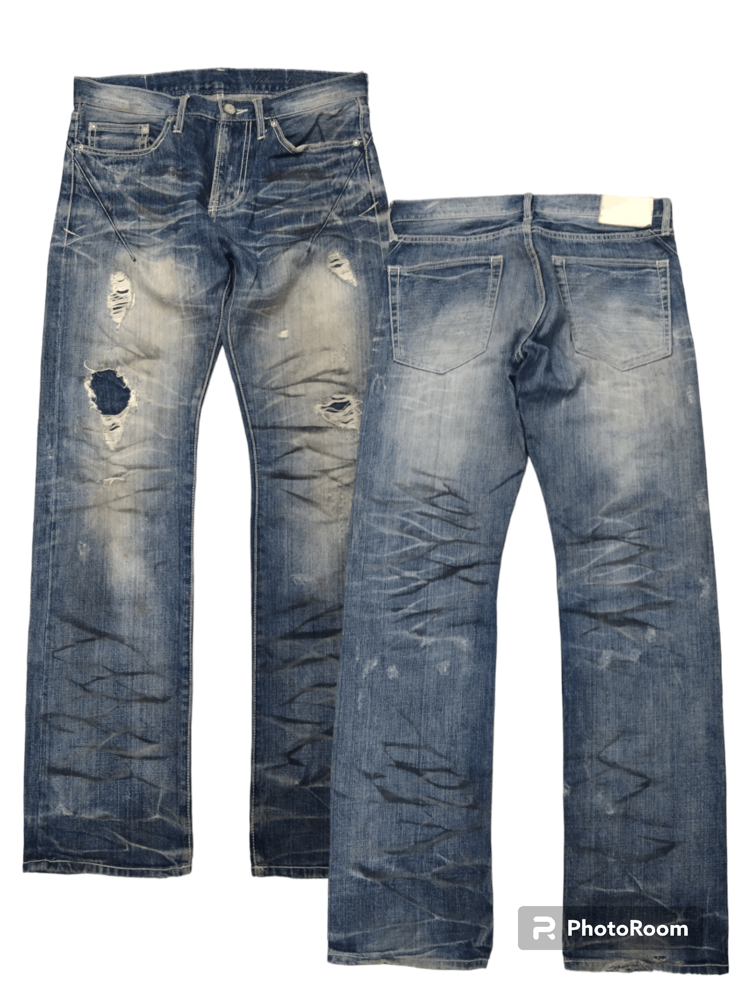 Japanese Brand SICK DISTRESSED URBAN CRAFT DENIM PANTS Size US 32 / EU 48 - 1 Thumbnail