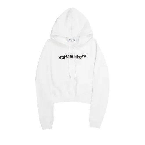 Off-White o1gr1nt1124 Bounce Helvetica Crop Hoodie in White Size XS / US 0-2 / IT 36-38 - 1 Preview