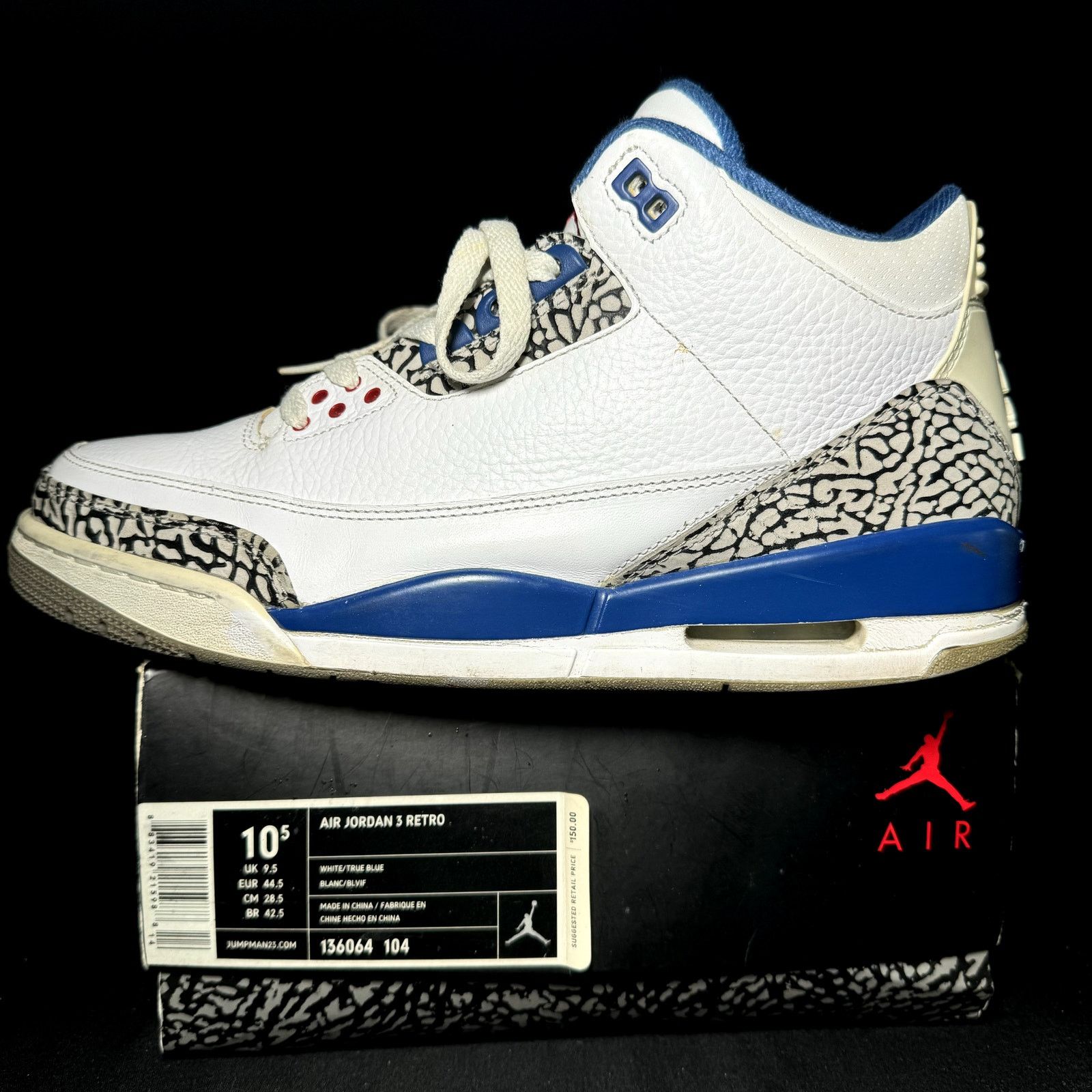 Jordan Brand × Nike Size 10.5 - Air Jordan 3 Retro True Blue 2011 Men's Shoes Size US 10.5 / EU 43-44 - 8 Thumbnail