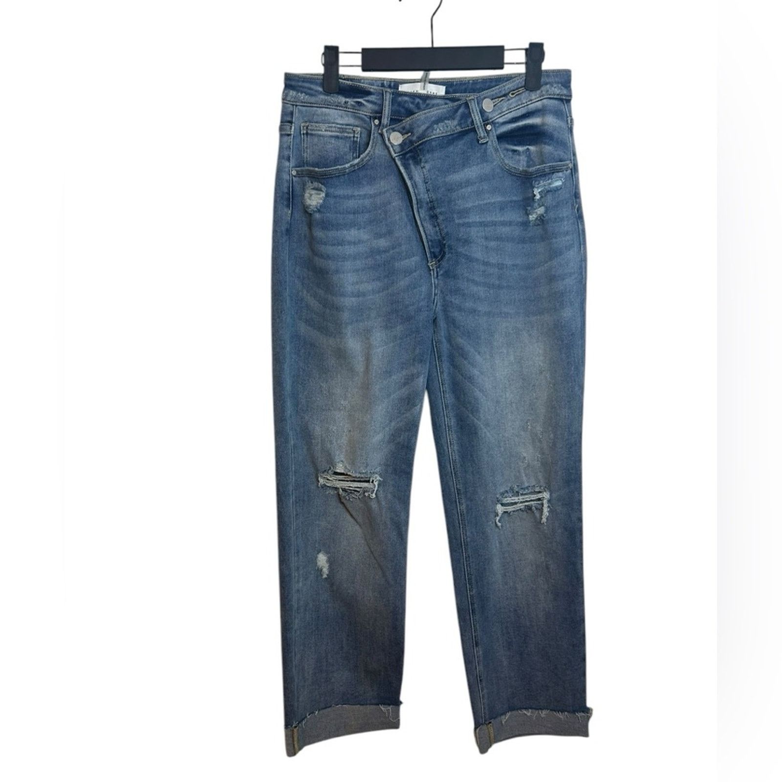 Other Risen Boyfriend Crossover Distressed Jeans Size 30" / US 8 / IT 44 - 1 Thumbnail