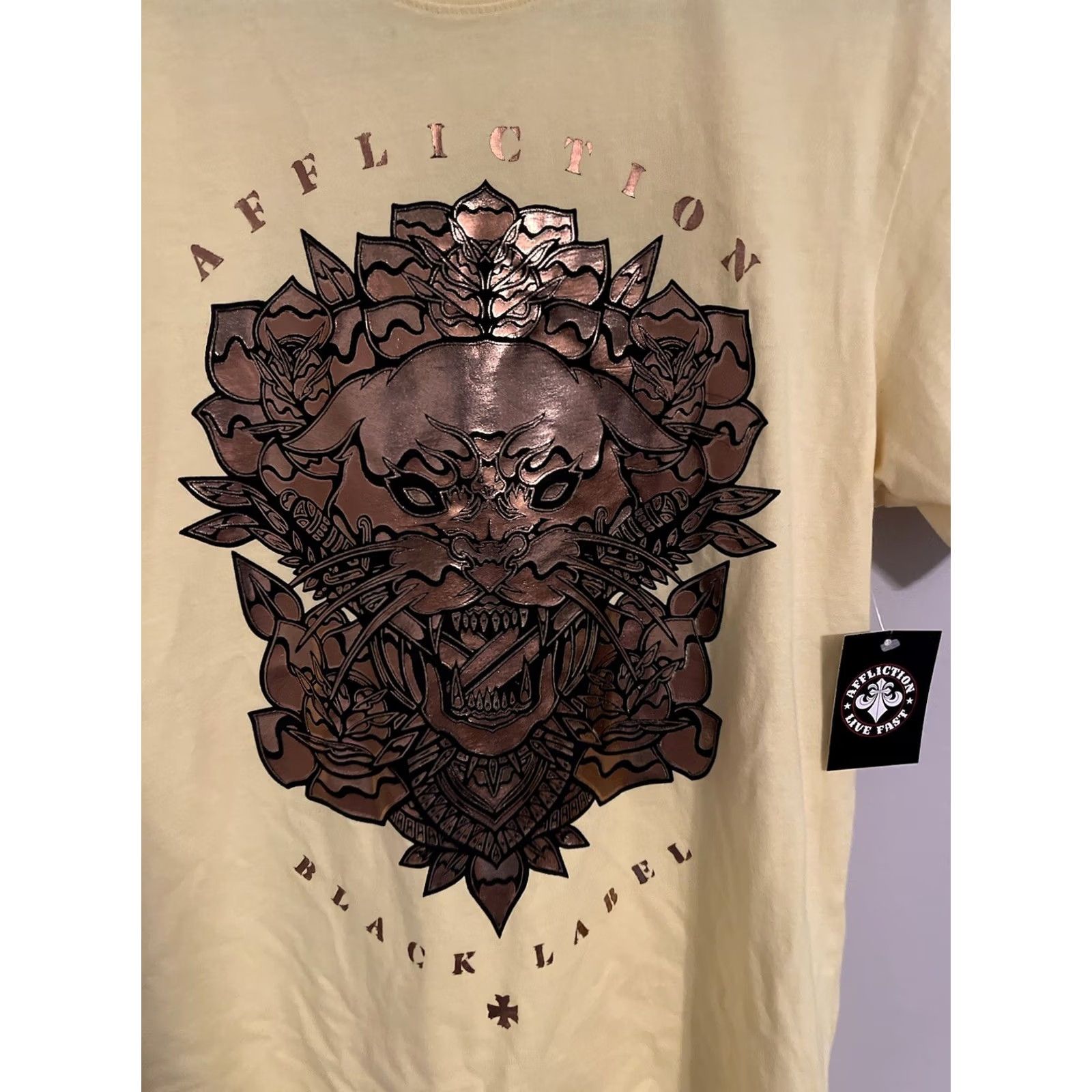 Affliction Affliction Black Label Tiger Design T-Shirt Yellow S/S Men's Medium Size US M / EU 48-50 / 2 - 2 Thumbnail
