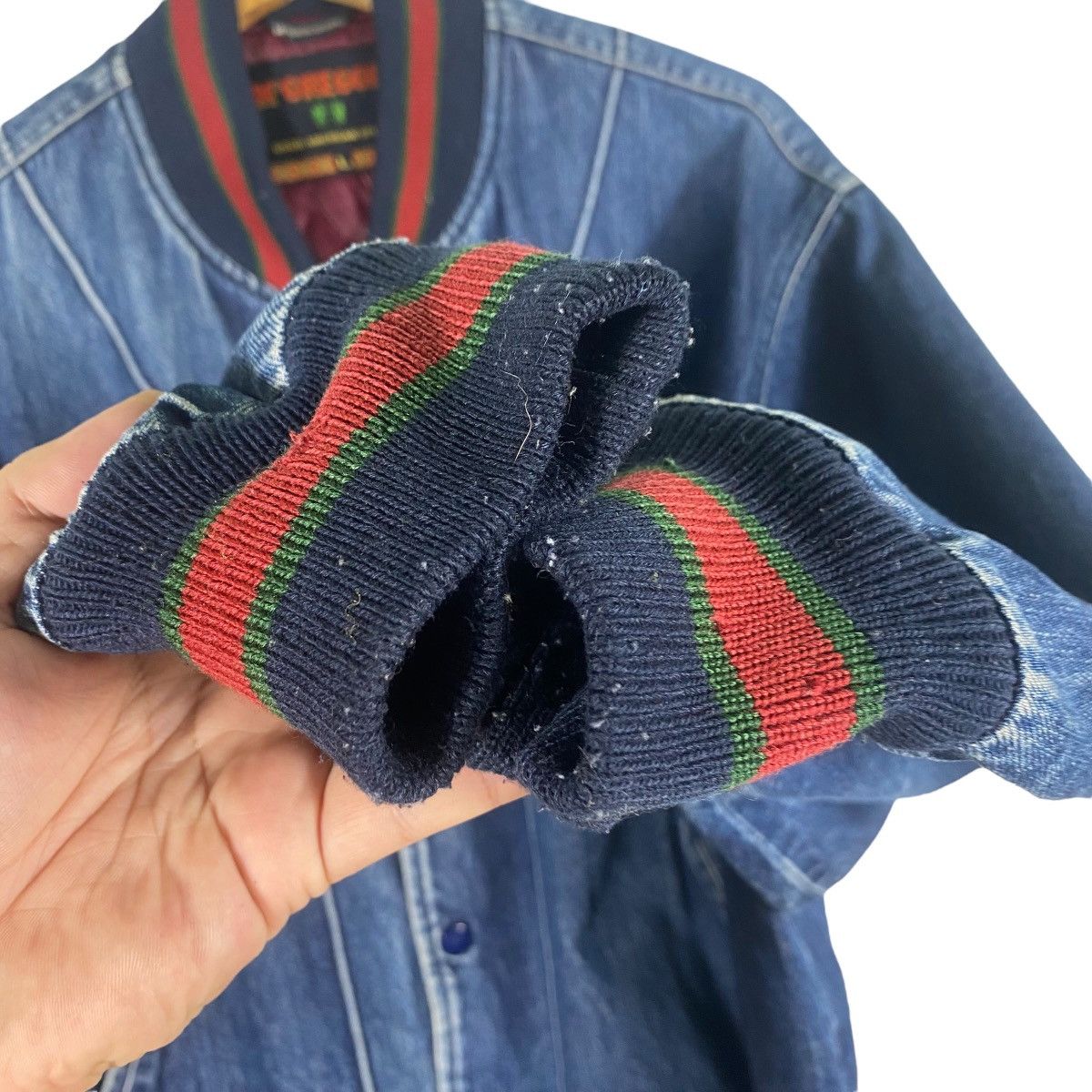 McGregor × Vintage Vintage 90s McGregor Denim Bomber Snap Button Jacket L Size Size US L / EU 52-54 / 3 - 15 Thumbnail