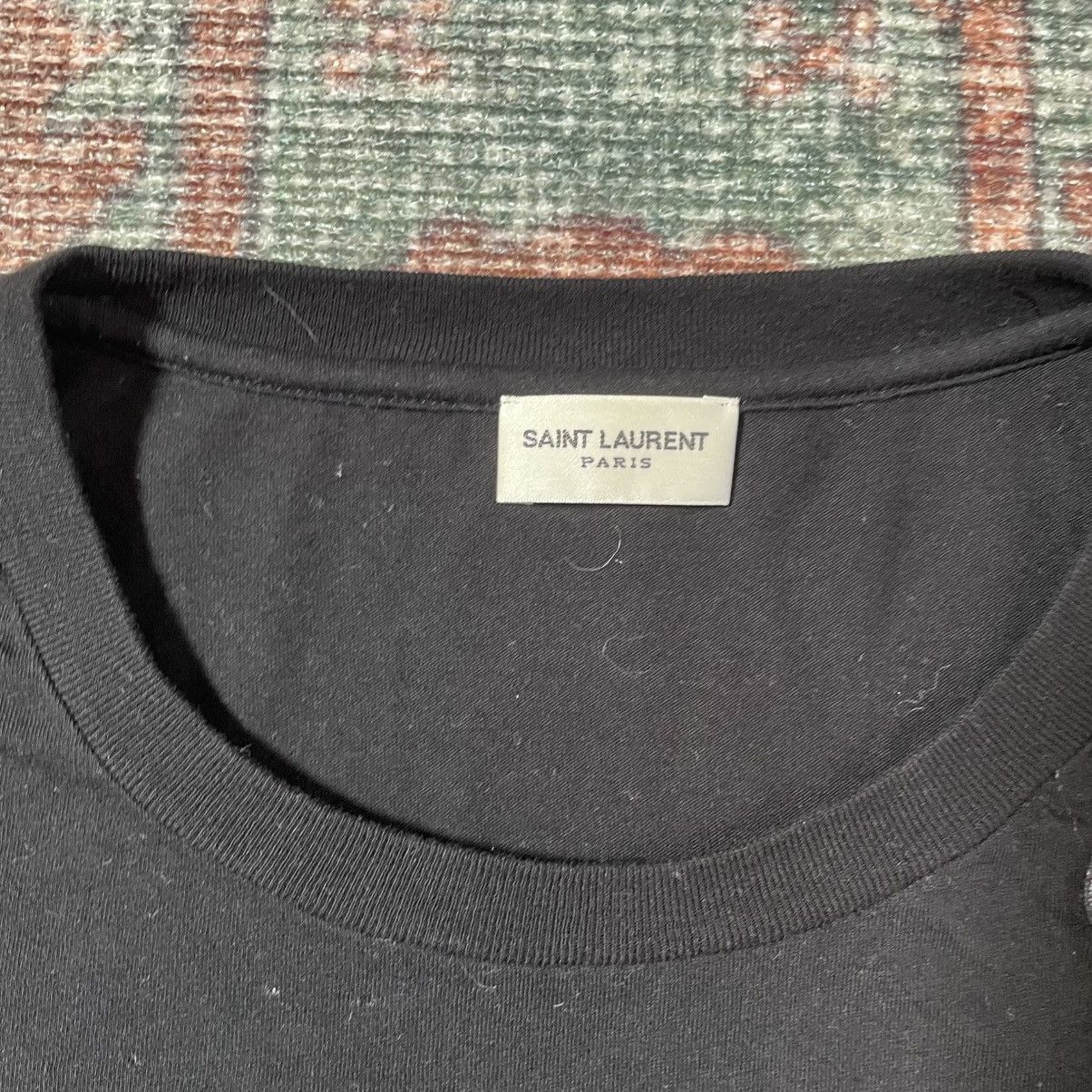 Saint Laurent Paris Saint Laurent Script Logo Embroidered Black tee Hedi Slimane Size US M / EU 48-50 / 2 - 3 Thumbnail