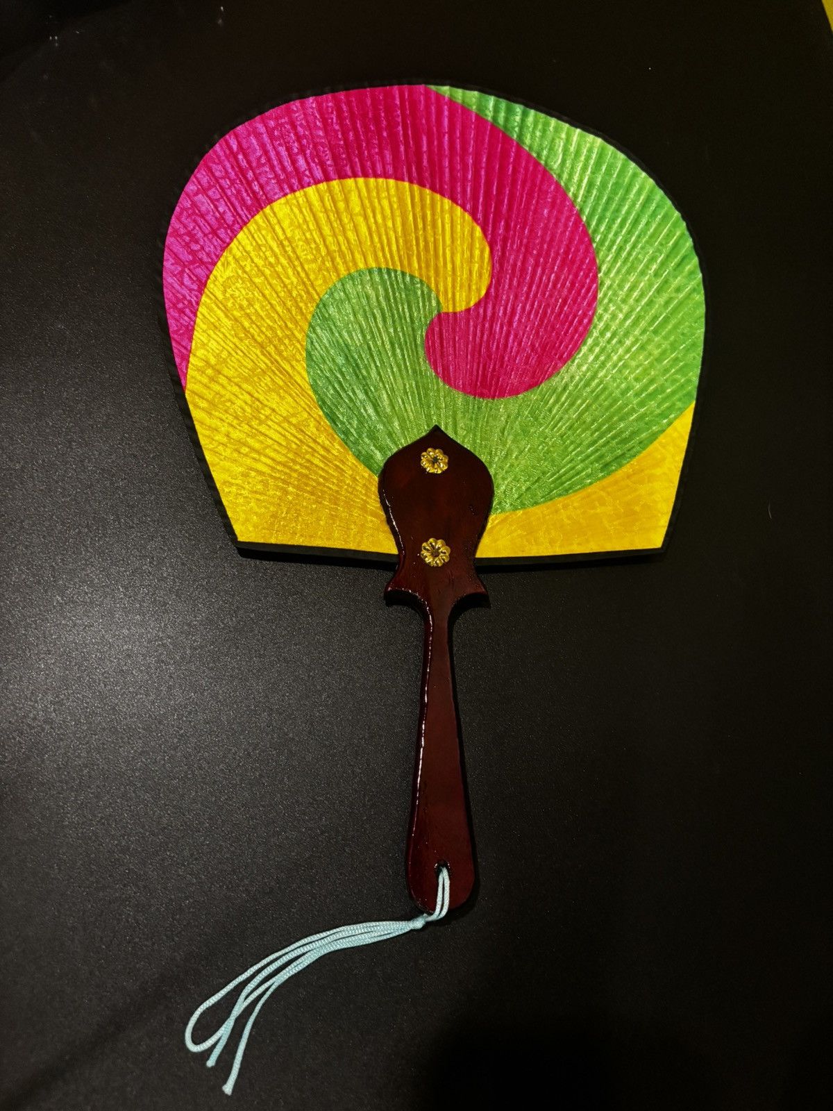 Other Decorative Hand Fan Pink Yellow Green Swirl Size ONE SIZE - 5 Thumbnail