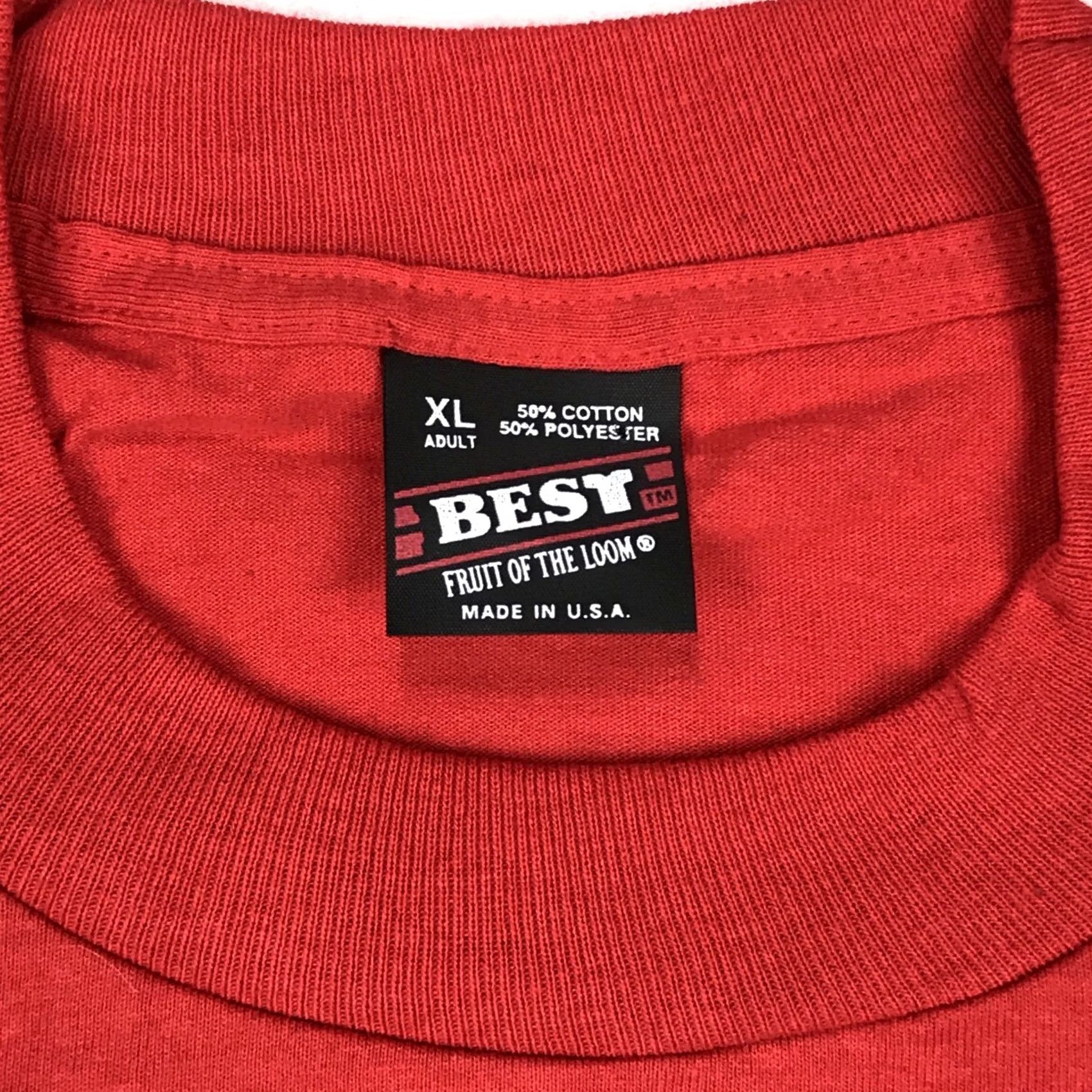 Fruit Of The Loom VINTAGE fruit of the Loom Best T-Shirt Red XL 80s single stitch Mens Size US XL / EU 56 / 4 - 7 Thumbnail