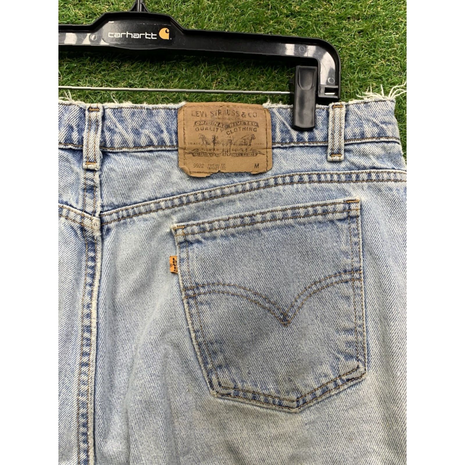 Levi's VINTAGE Levi's 9922 Jeans Women's High Rise Light Wash Distressed 90s USA 38x26 Regular Tapered 5-Pocket Denim Shirt? Size 42" / US 20 - 7 Thumbnail