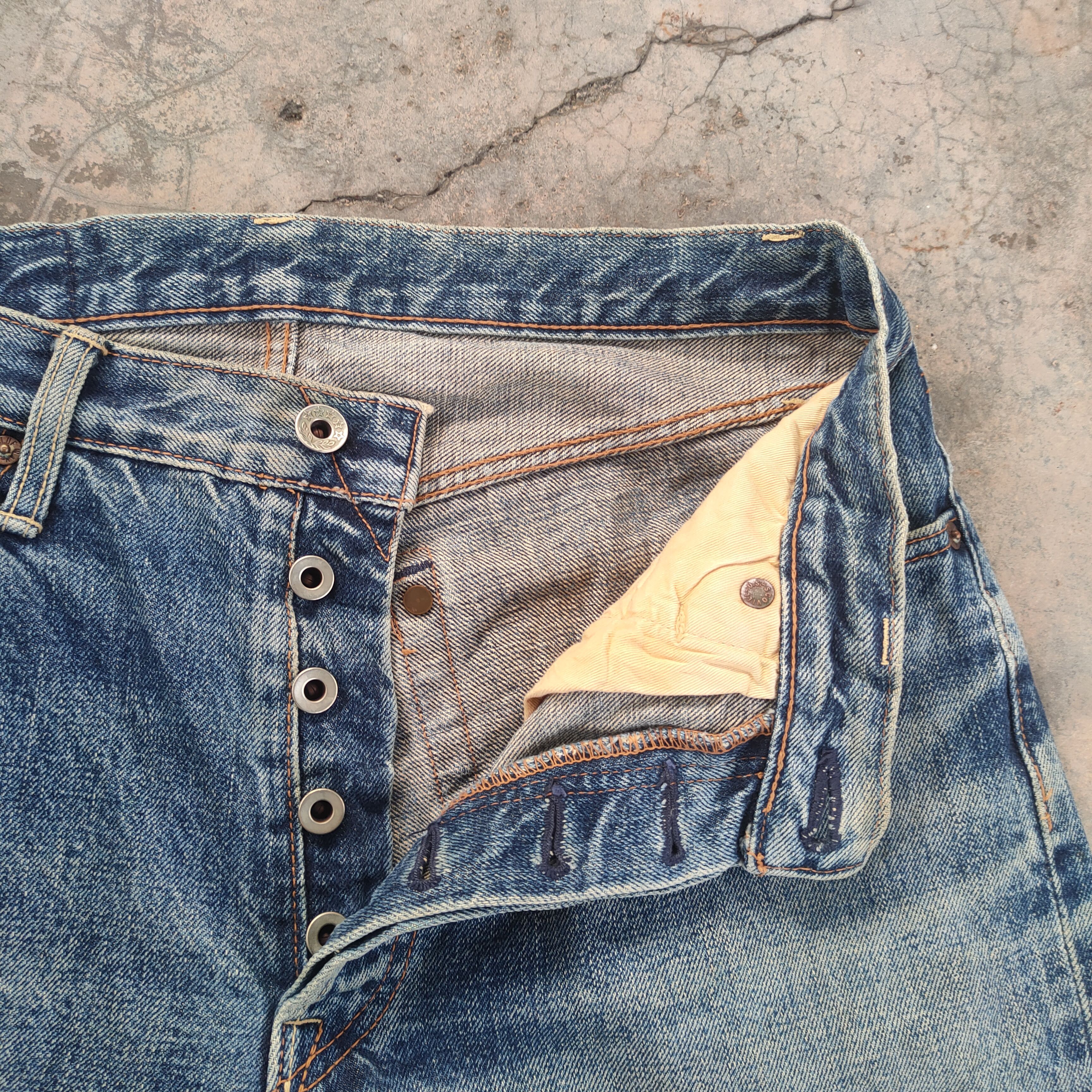 Japan Blue W30 VINTAGE BLUE WAY SELVEGE RIPPED JEANS DENIM PANTS Size US 30 / EU 46 - 6 Thumbnail