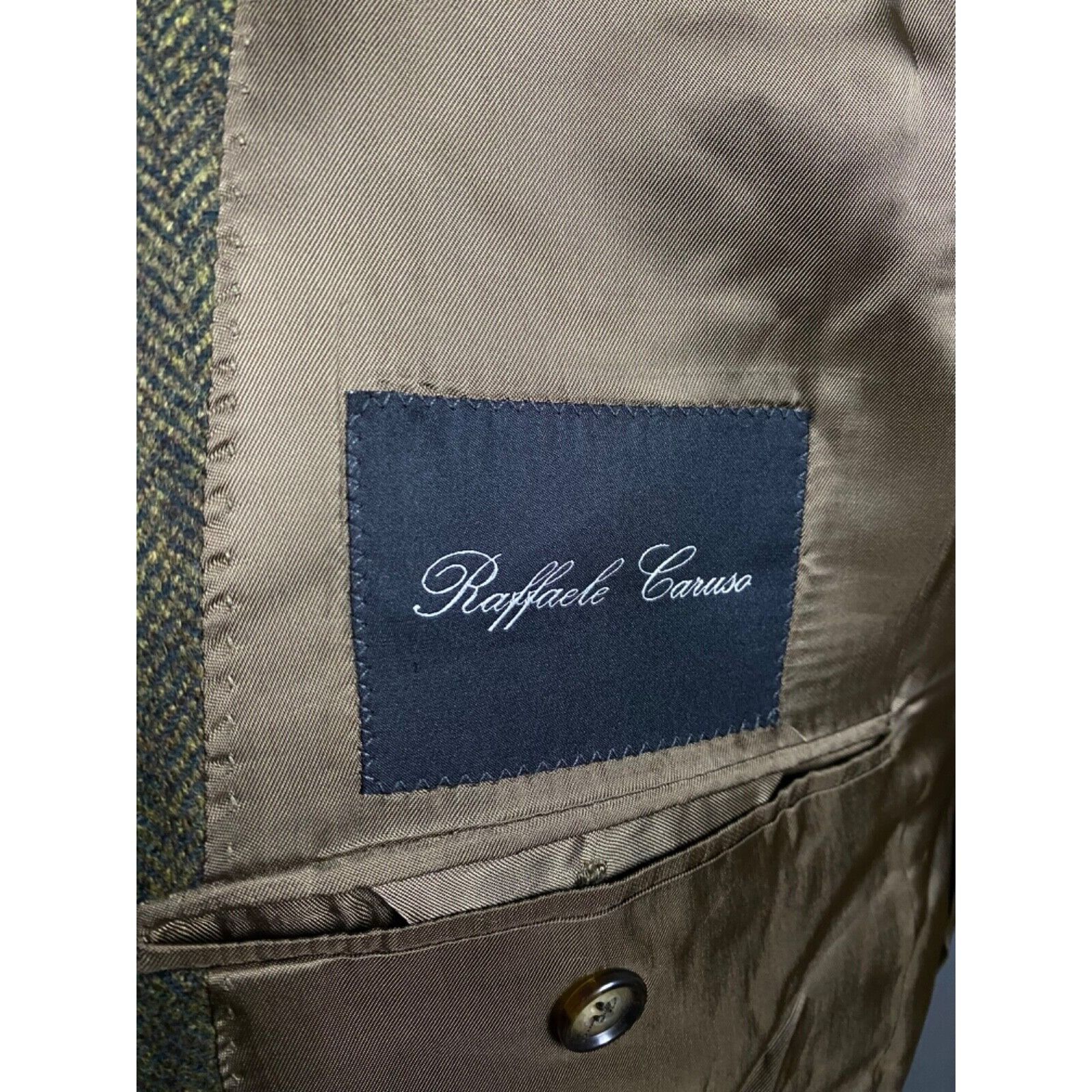 Caruso Raffaele Caruso Herringbone Men's Green Wool Blazer Sportcoa Size 50R - 9 Thumbnail