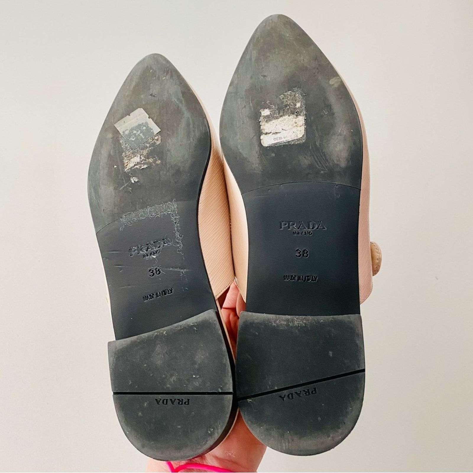 Prada PRADA Nude Cream Beige Patent Leather Flats Slip On Slides Size US 8 / IT 38 - 10 Thumbnail