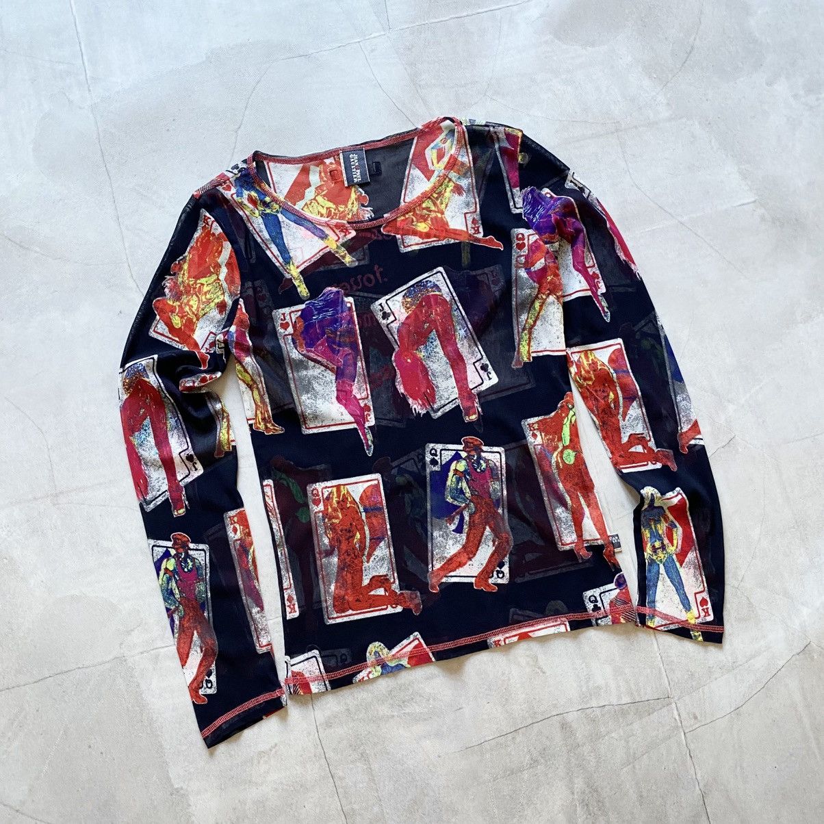 Jean Paul Gaultier Erotic Card Mesh Long Sleeve T-Shirt Tee
