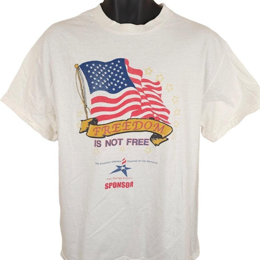 Vintage Vintage Freedom Is Not Free T Shirt Mens Size Large White Size US L / EU 52-54 / 3 - 1 Thumbnail