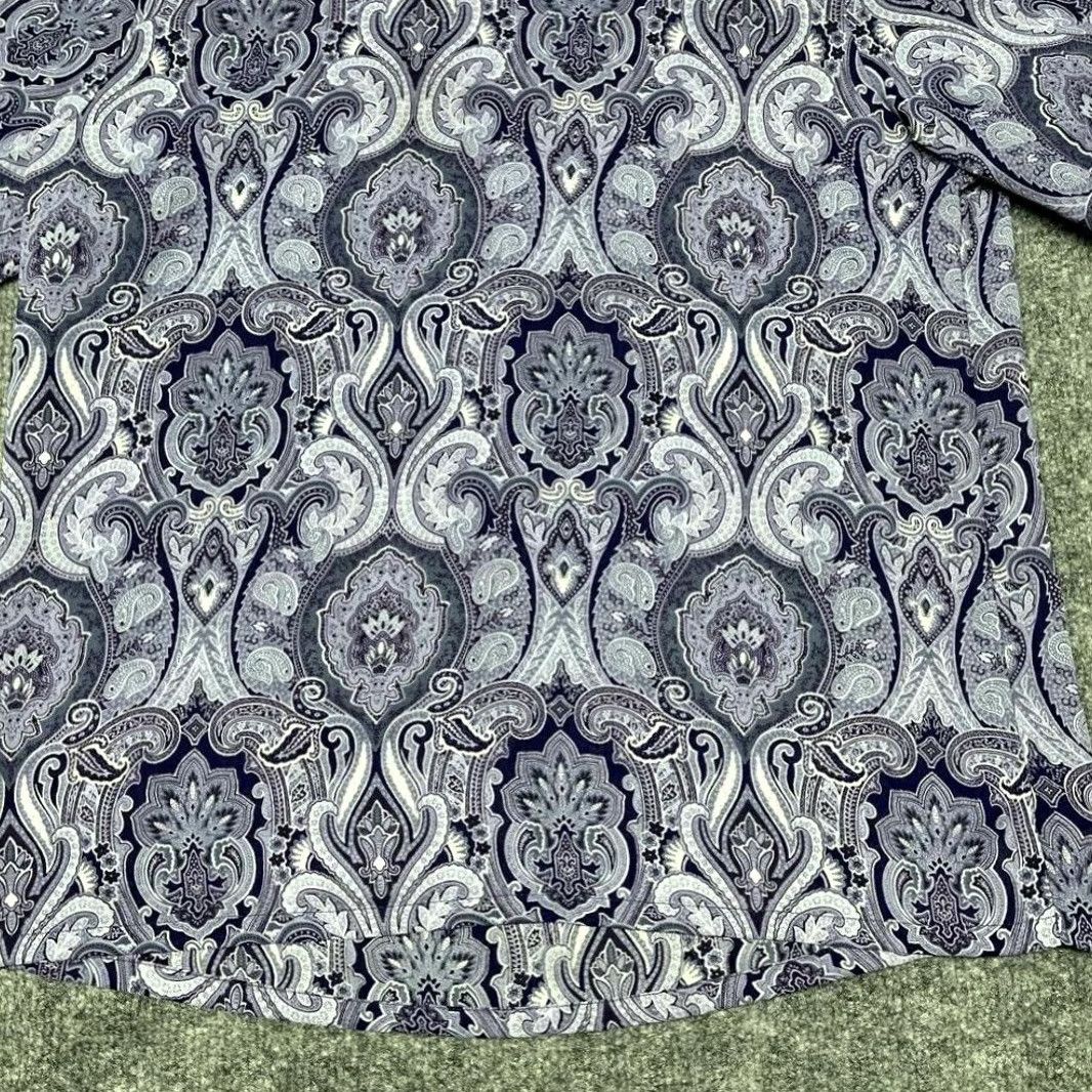 Pendleton VINTAGE Pendleton Blouse Womens 6 Purple White Damask Short Sleeve Crew Neck Mens? Size M / US 6-8 / IT 42-44 - 2 Thumbnail