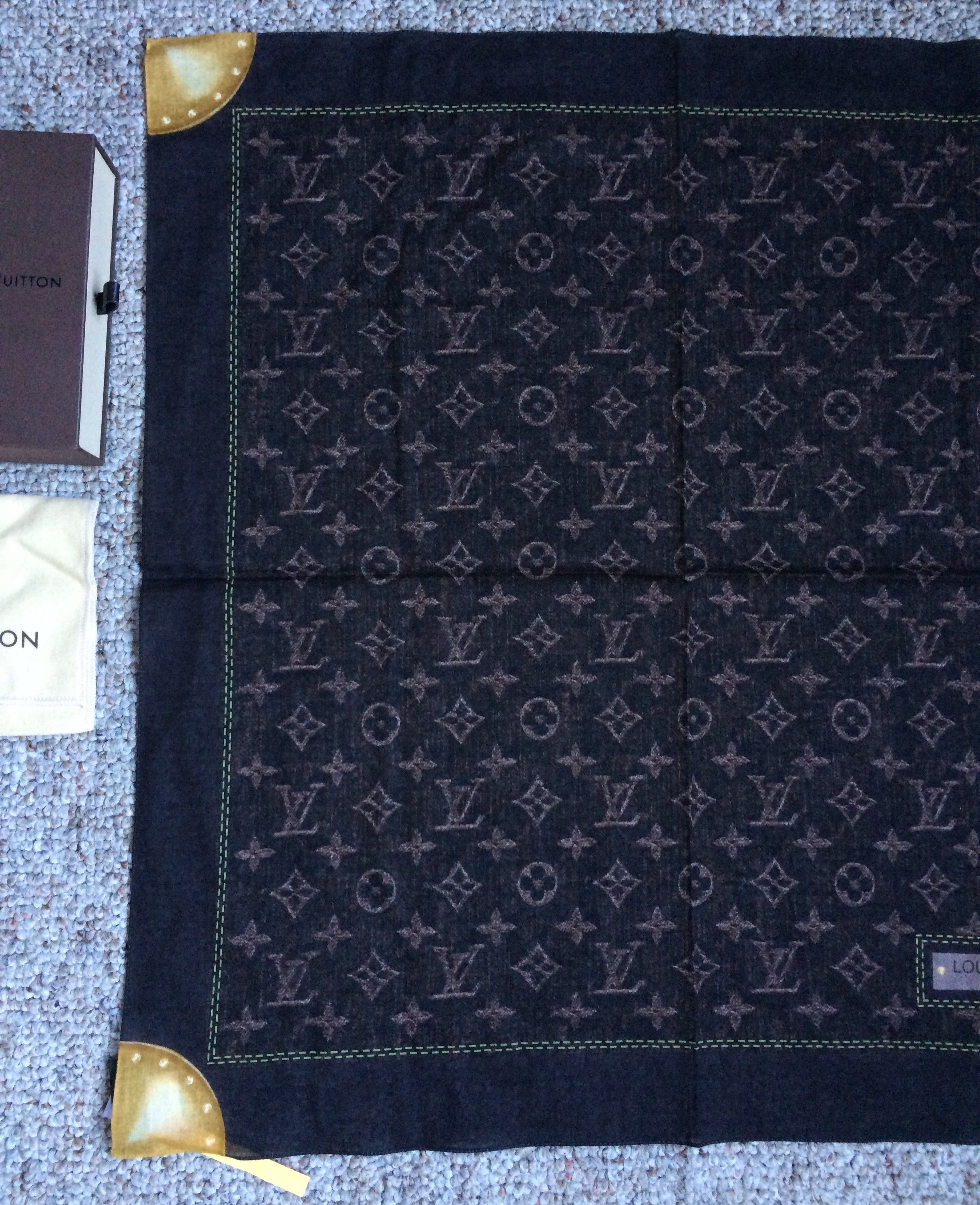 Louis Vuitton S/S 2006 Louis Vuitton Denim Monogram Scarf Size ONE SIZE - 2 Thumbnail