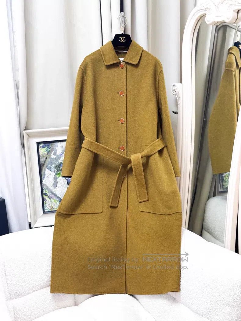 Hermes Hermes Maple Green Collar Long Cashmere Coat with Belt Size XXS / US 00 / IT 34 - 1 Thumbnail