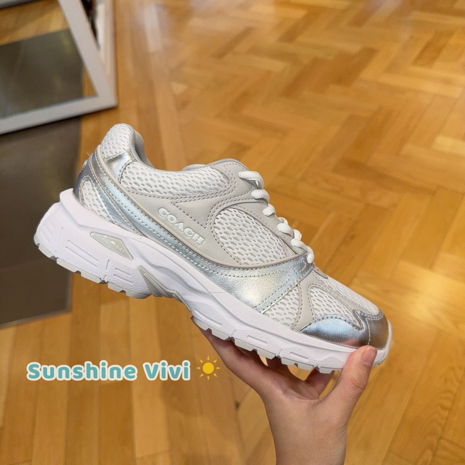 Coach NEW Coach woman's Sport Sneaker Light Grey CAS53 US 8 Size US 8 / IT 38 - 1 Thumbnail