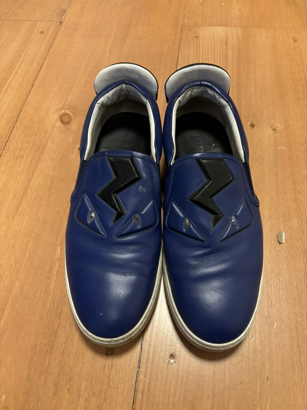 Fendi Fendi Monster Slip-On Sneakers Blue Leather Size US 9 / EU 42 - 1 Thumbnail
