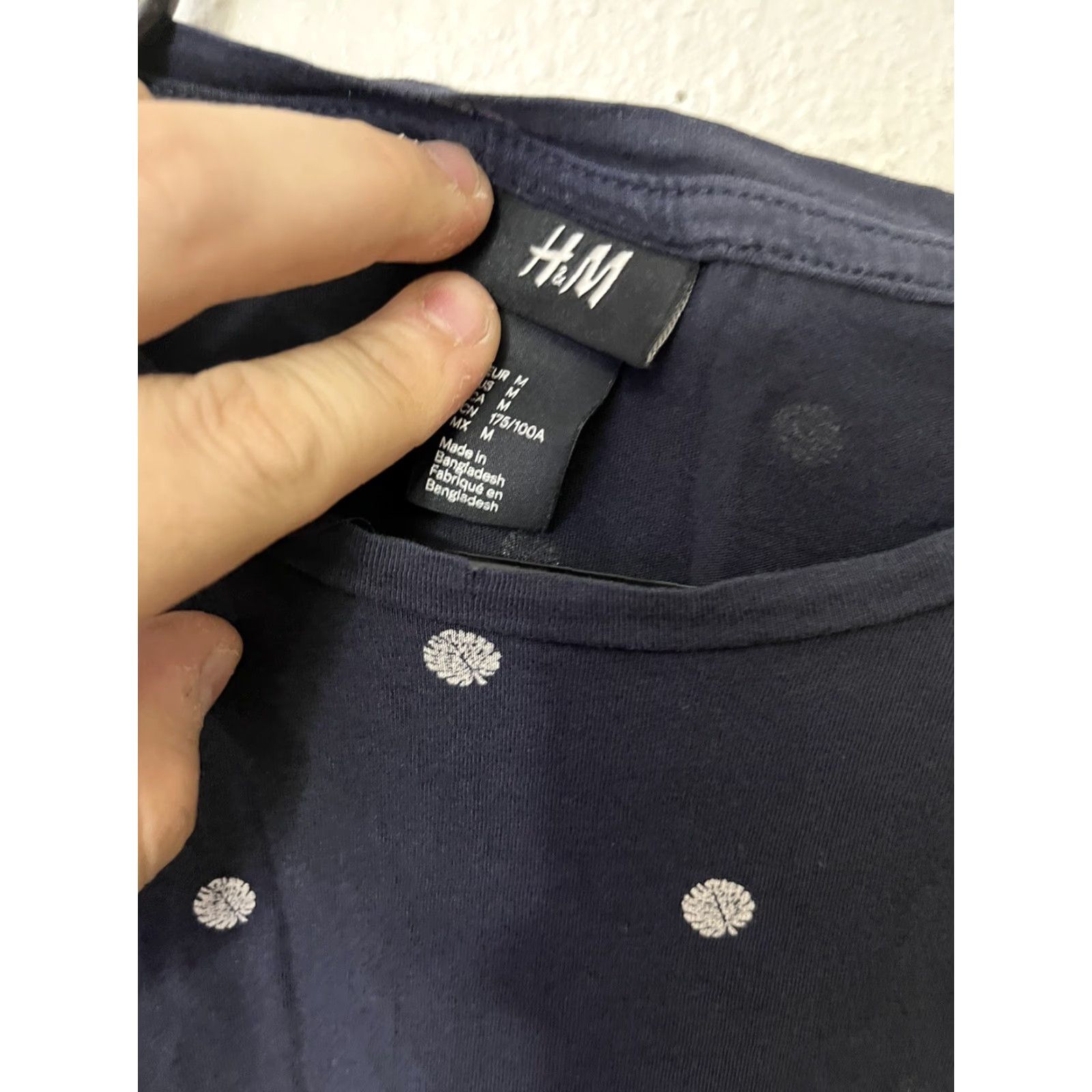 H&M VINTAGE H&M Men's Short Sleeve T-Shirt Size M Polka Dot Navy Pocket Size US M / EU 48-50 / 2 - 3 Thumbnail
