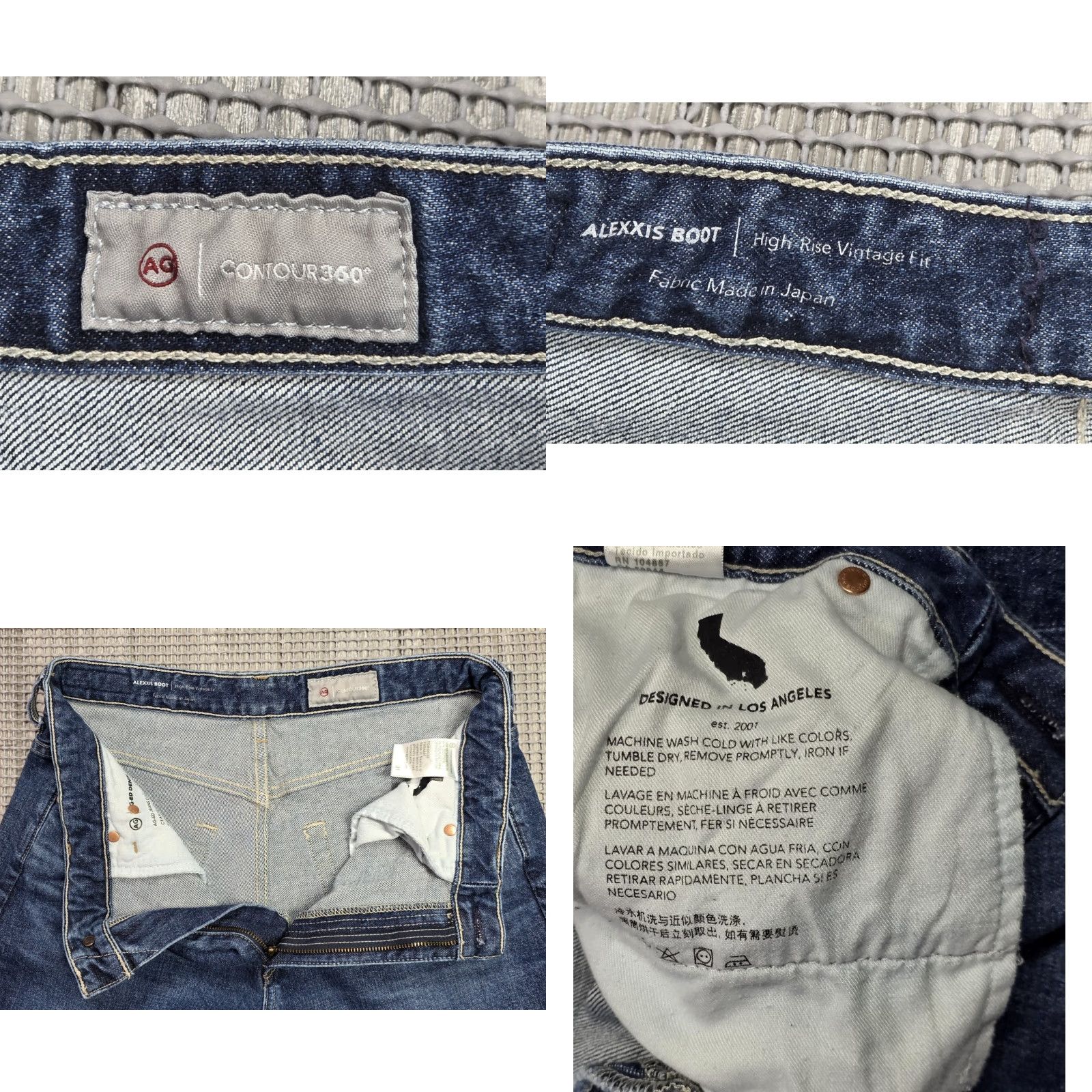 Vintage AG Adriano Goldschmied 31 Alexxis Boot High Rise Jeans 31x30 Blue Denim Slim Bootcut Womens 31 Size 24" / US 00 / IT 34 - 8 Thumbnail