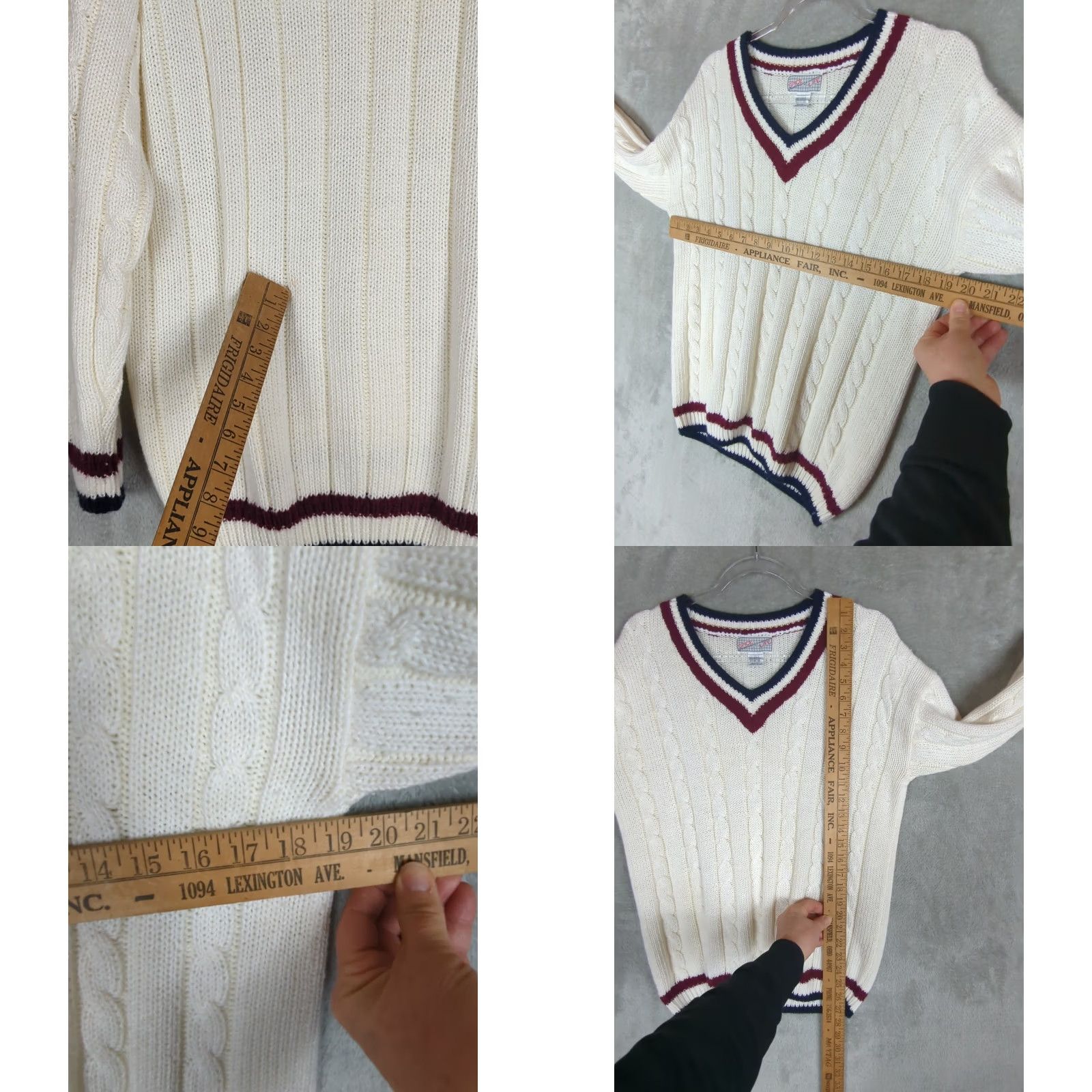 Vintage VINTAGE Spice of Life Cricket Varsity Tennis Sweater Cable Knit V Neck Womens L Creamy white 1990s Preppy Sportswear Womens Size L / US 10 / IT 46 - 8 Thumbnail