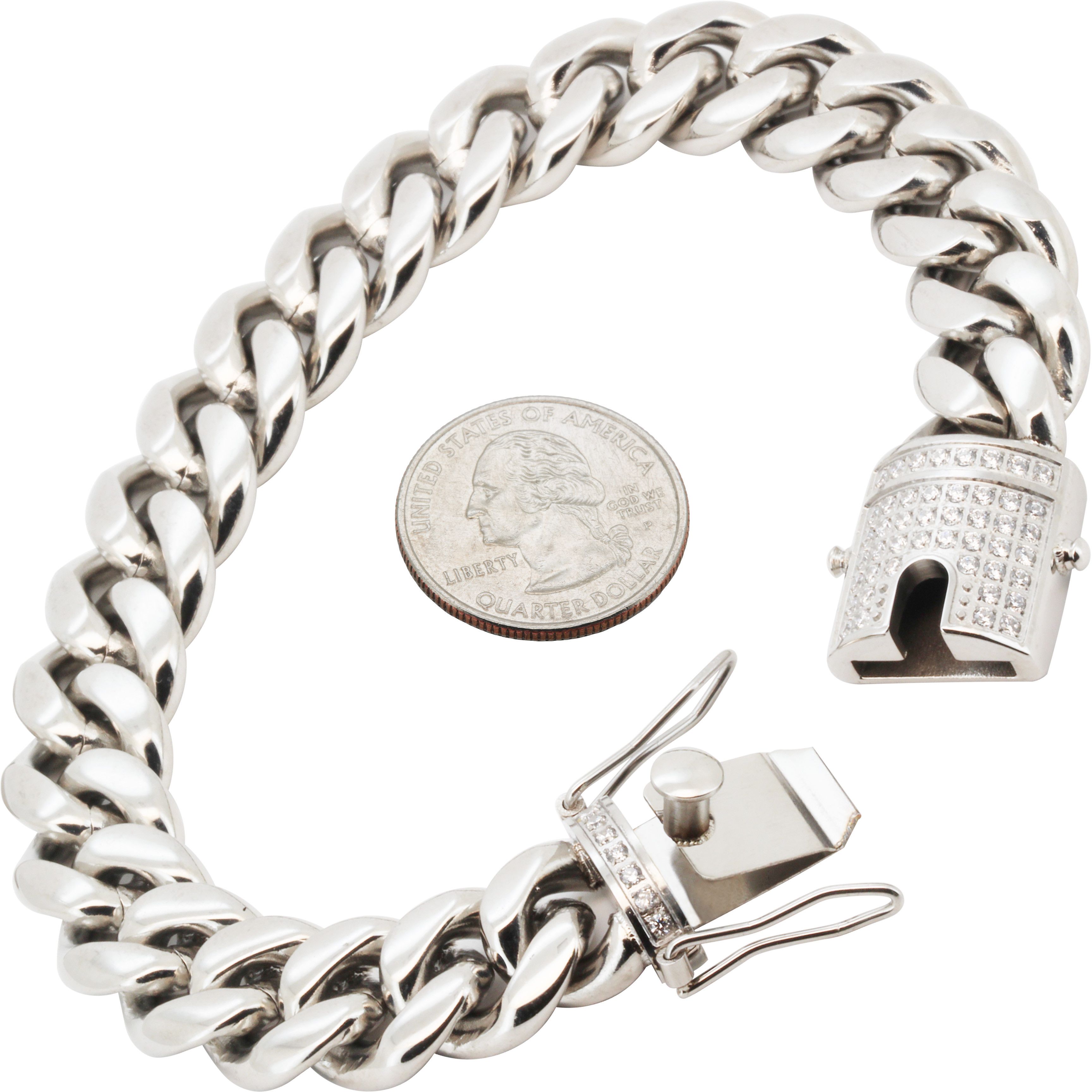 Other 316L SS AAA CZ 14mm Miami Cuban Link Bracelet 8.5" Size ONE SIZE - 1 Preview