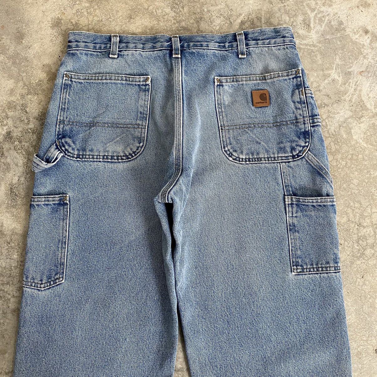 Carhartt VTG Carhartt Blanket Lined Faded Blue Carpenter Denim Jeans Size US 35 - 19 Thumbnail