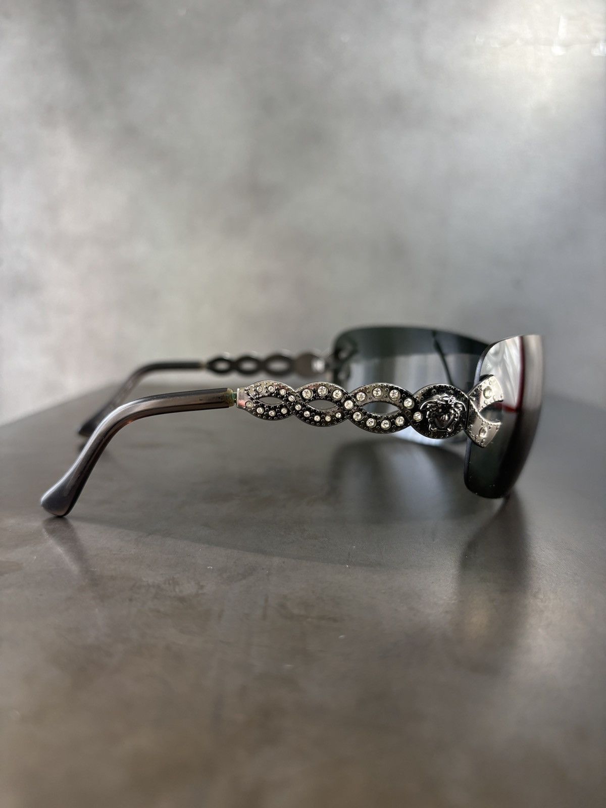 Versace × Vintage 2000s Versace Sunglasses Vintage Shield Jewel Mod 2053-B Y2K Size ONE SIZE - 8 Thumbnail