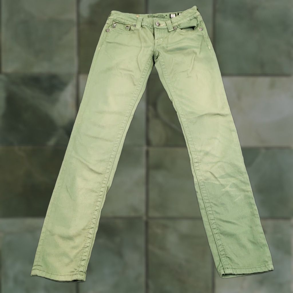 Miss Me Miss Me Womens Green Mid-Rise Skinny Jeans Size 27x31 Size 27" / US 4 / IT 40 - 1 Thumbnail