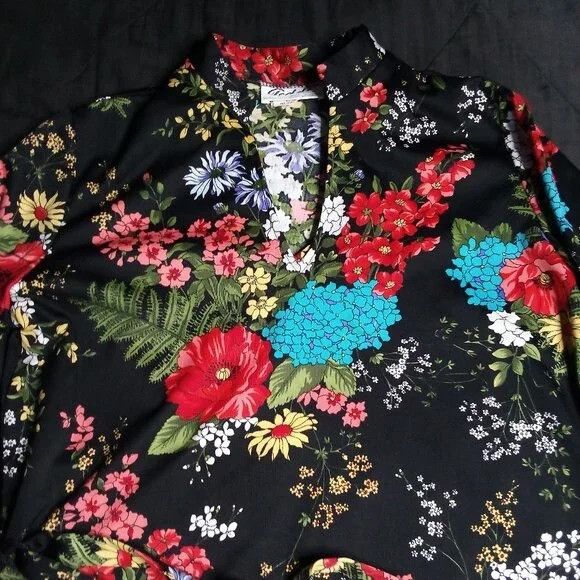 Other Vintage Teddi California Floral Polyester Disco Shirt Size XL / US 12-14 / IT 48-50 - 1 Thumbnail