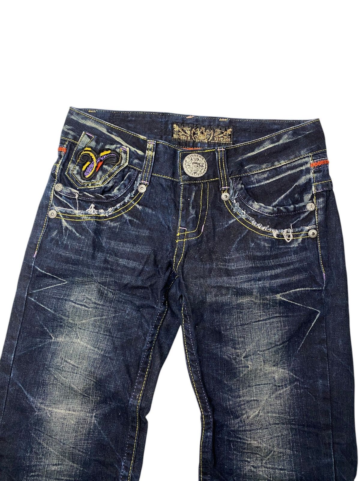 If Six Was Nine 2000's Riobera Seawash Patchwork Flared Jeans Size US 28 / EU 44 - 2 Thumbnail