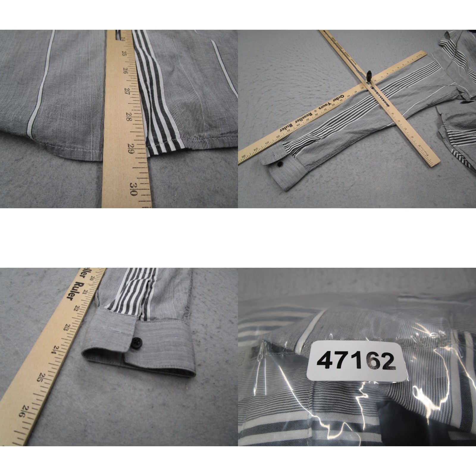 Rta RTA Shirt Mens XS Gray Striped Button-Up Long Sleeve Lightweight Classic Cotton/Viscose Blend Size US XS / EU 42 / 0 - 8 Thumbnail